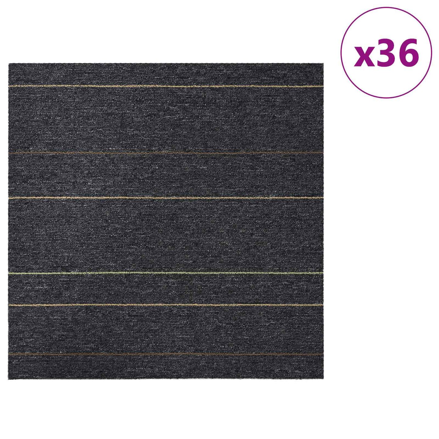 vidaXL Πλακάκι Χαλιού Σκούρο γκρι με ρίγες 50 x 50 cm 36 τμχ.