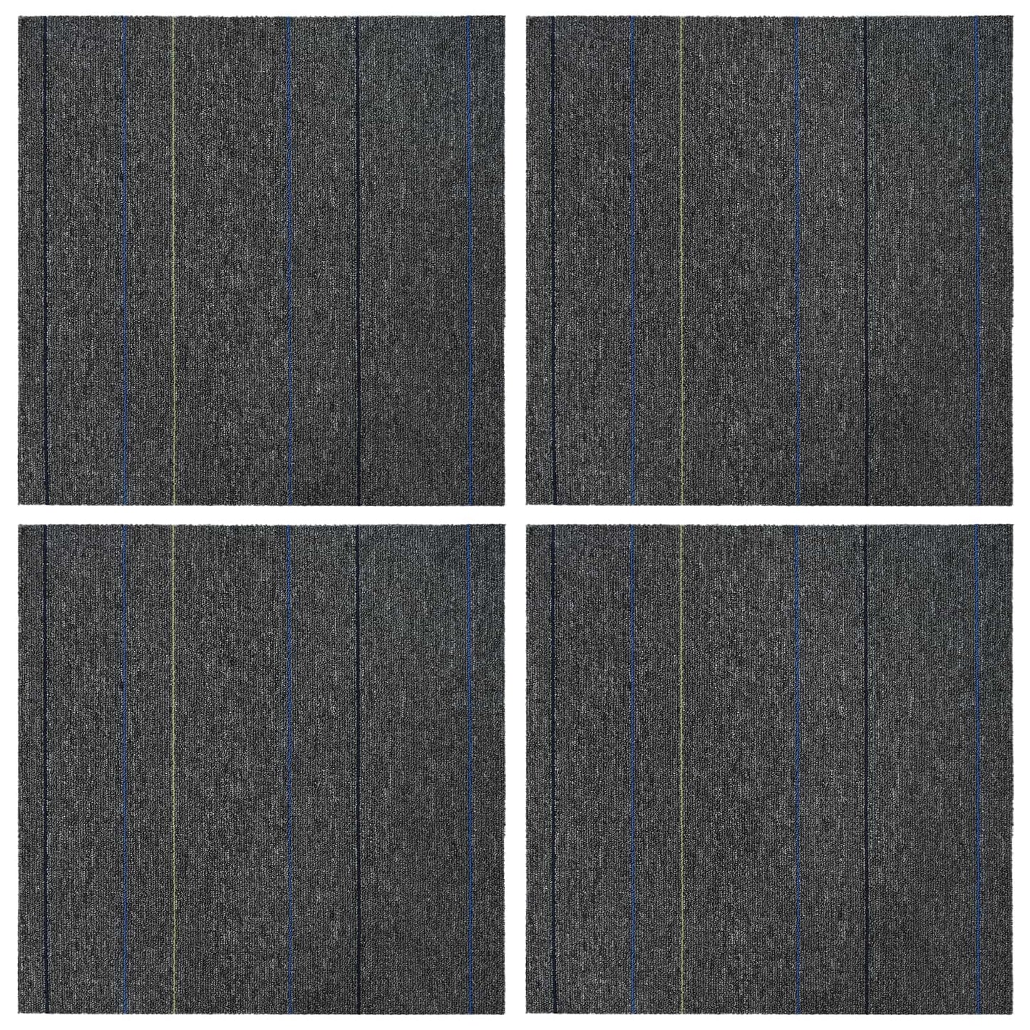 vidaXL Πλακάκι Χαλιού Μέτριο Γκρι με Ρίγες 50 x 50 cm 4 τμχ.