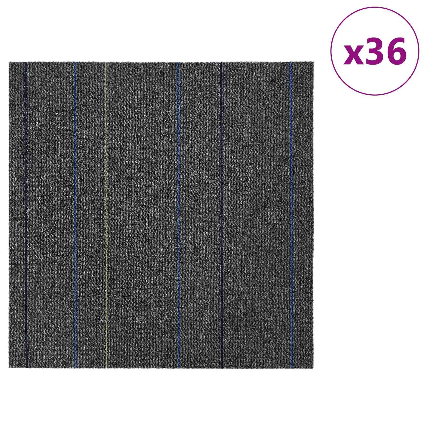 vidaXL Πλακάκι Χαλιού Μέτριο Γκρι με Ρίγες 50 x 50 cm 36 τμχ.