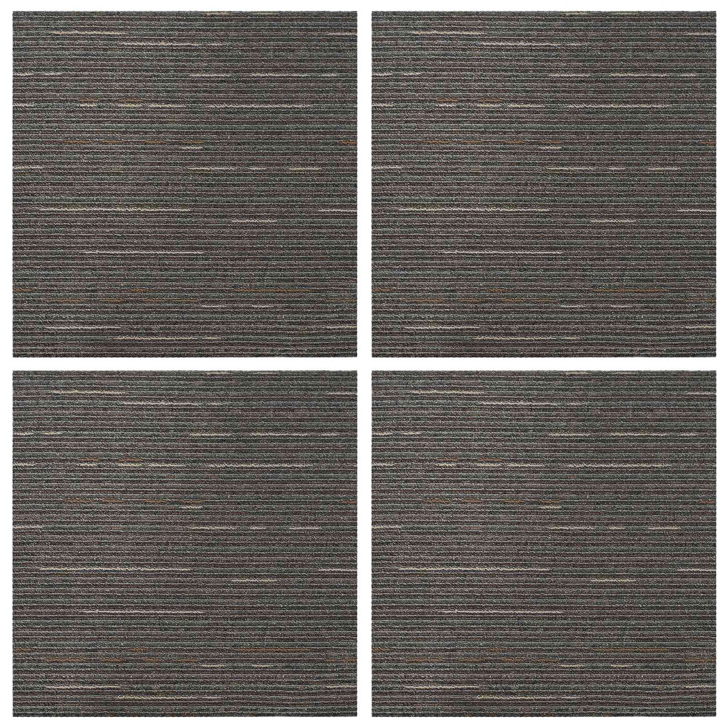 vidaXL Πλακάκι Χαλιού Ριγέ Σκούρο Καφέ 50 x 50 cm 4 τμχ.