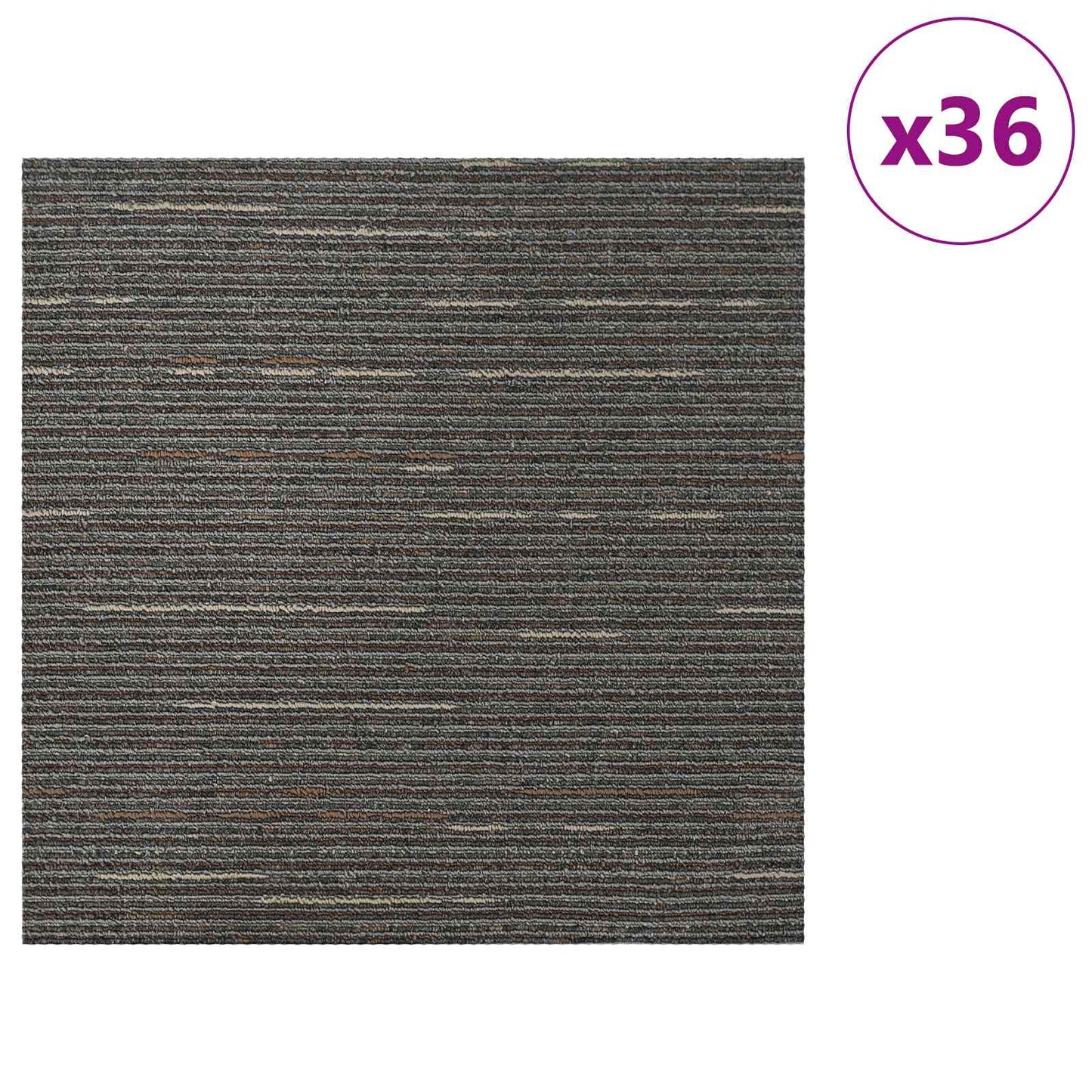 vidaXL Πλακάκι Χαλιού Ριγέ Σκούρο Καφέ 50 x 50 cm 36 τμχ.