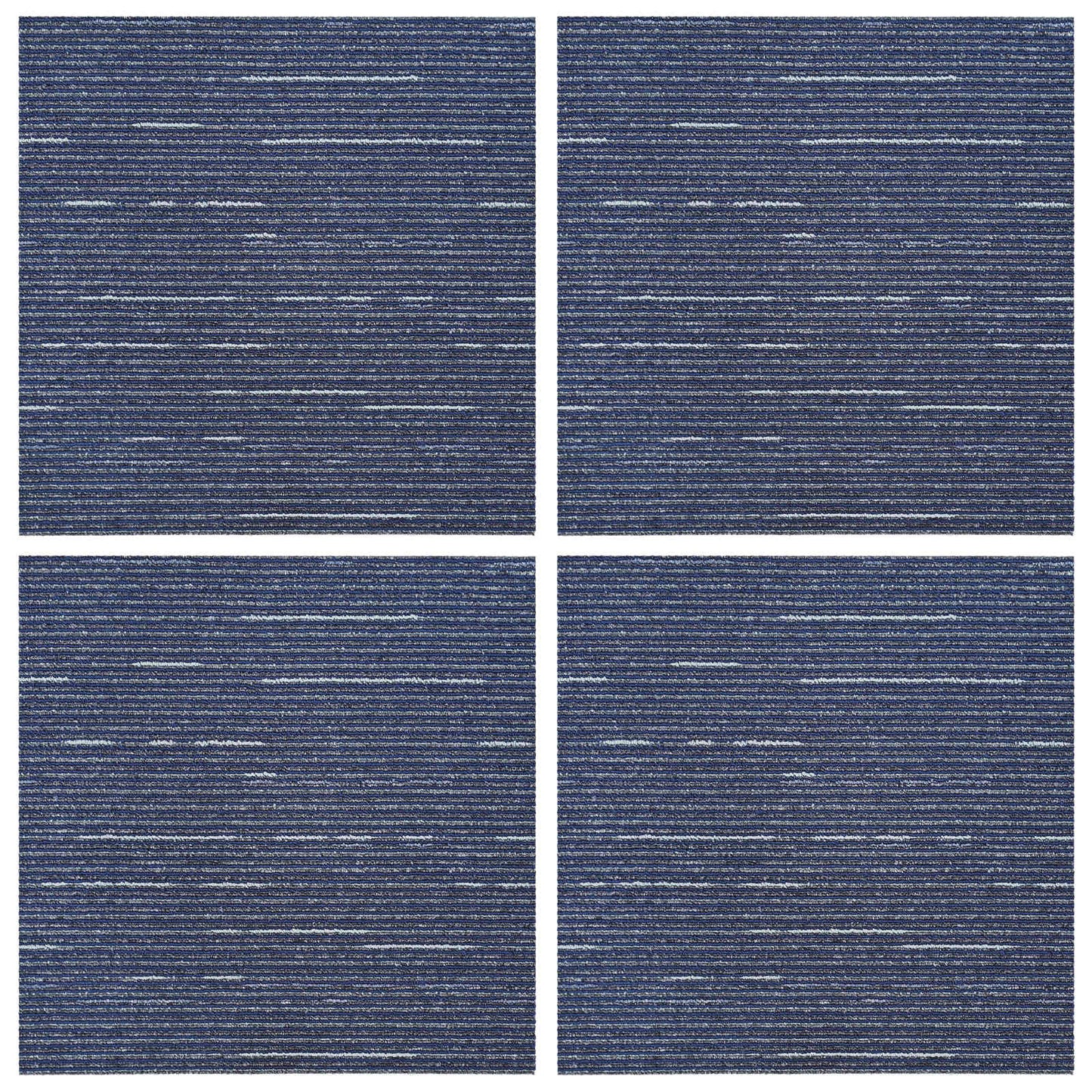 vidaXL Πλακάκι Χαλιού Ραβδωτό Μπλε 50 x 50 cm 4 τμχ.