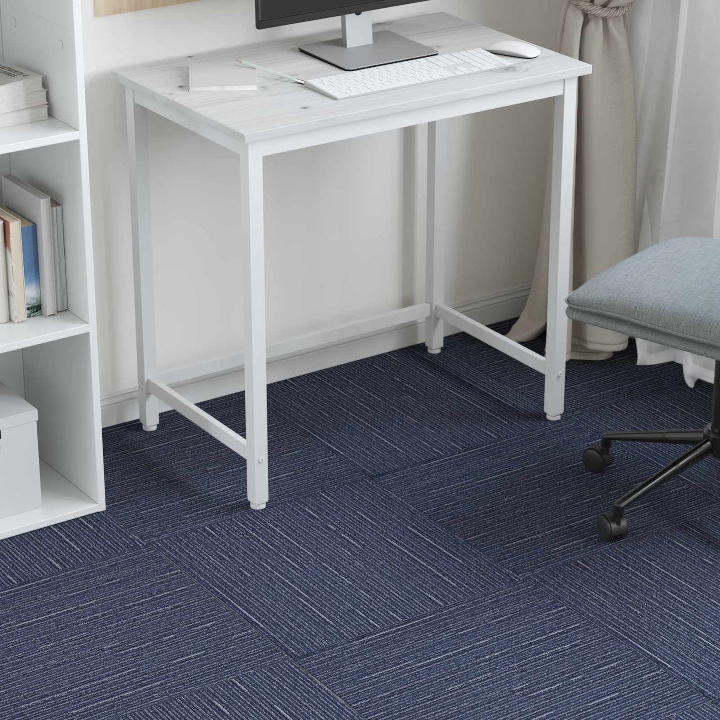 vidaXL Πλακάκι Χαλιού Ραβδωτό Μπλε 50 x 50 cm 20 τμχ.