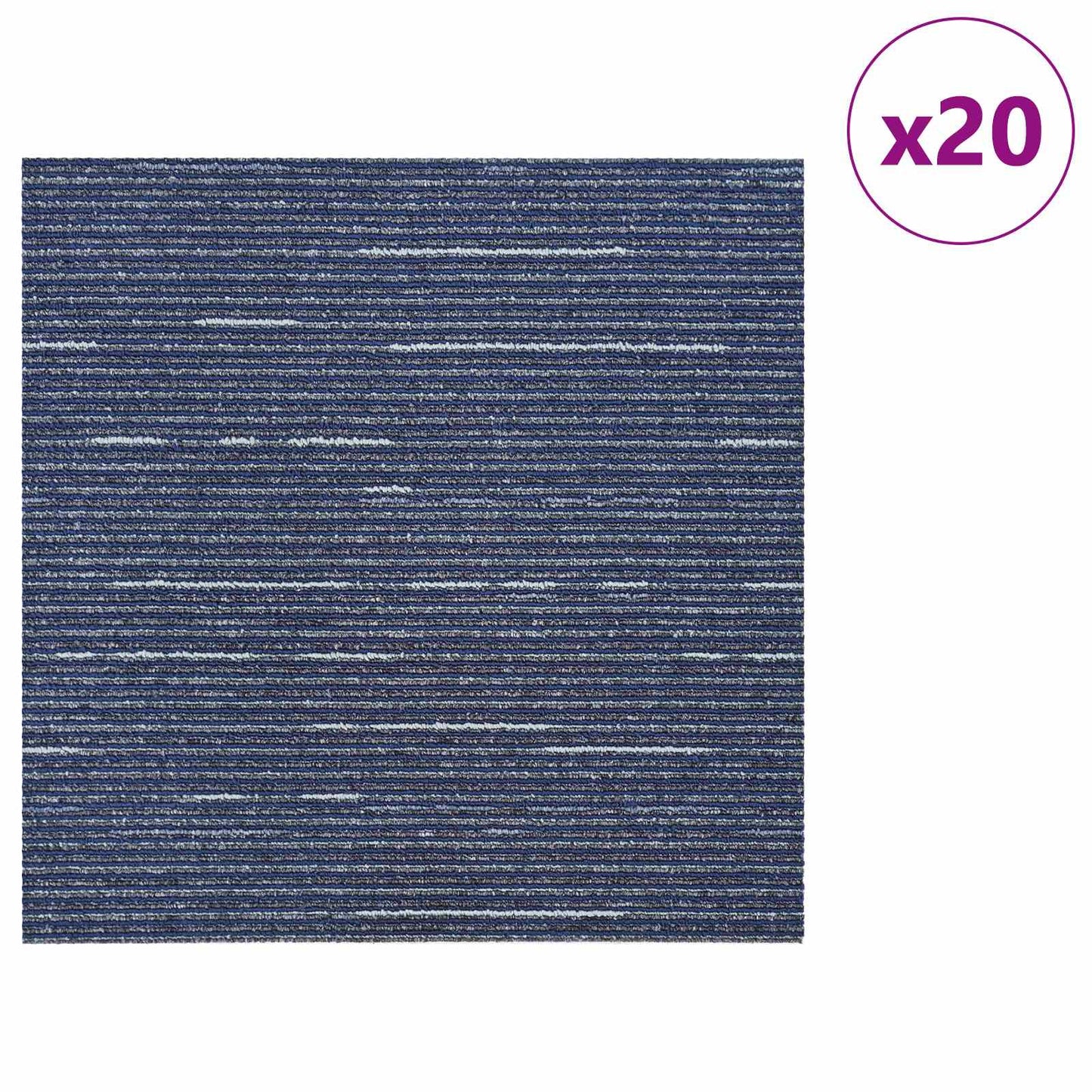 vidaXL Πλακάκι Χαλιού Ραβδωτό Μπλε 50 x 50 cm 20 τμχ.