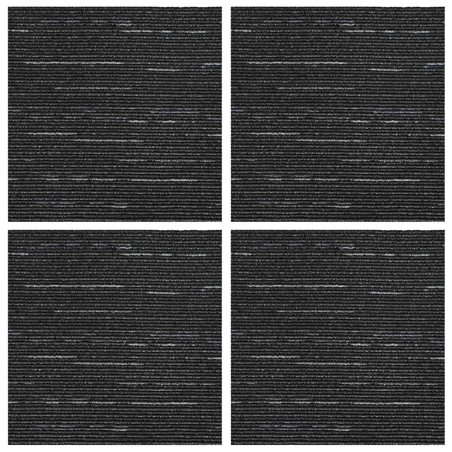 vidaXL Πλακάκι Χαλιού Ριγέ Μαύρο 50 x 50 cm 4 τμχ.
