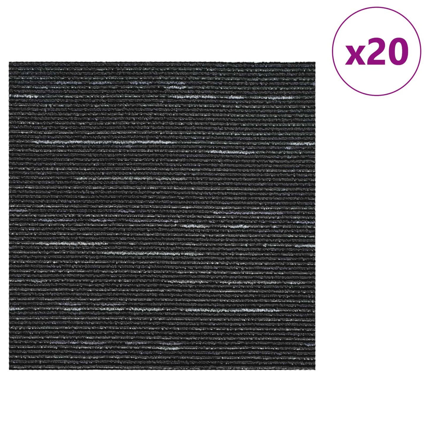 vidaXL Πλακάκι Χαλιού Ριγέ Μαύρο 50 x 50 cm 20 τμχ.