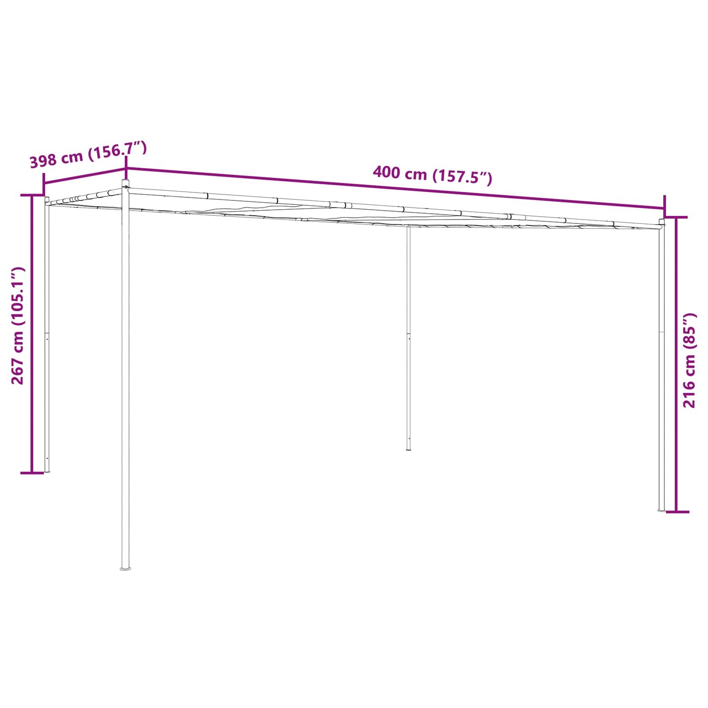 vidaXL Κιόσκι 4 x 3,98 x 2,67 μ Πράσινο Πολυεστέρας και Χάλυβας