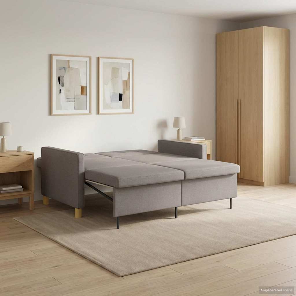vidaXL Καναπές Κρεβάτι Taupe Ύφασμα