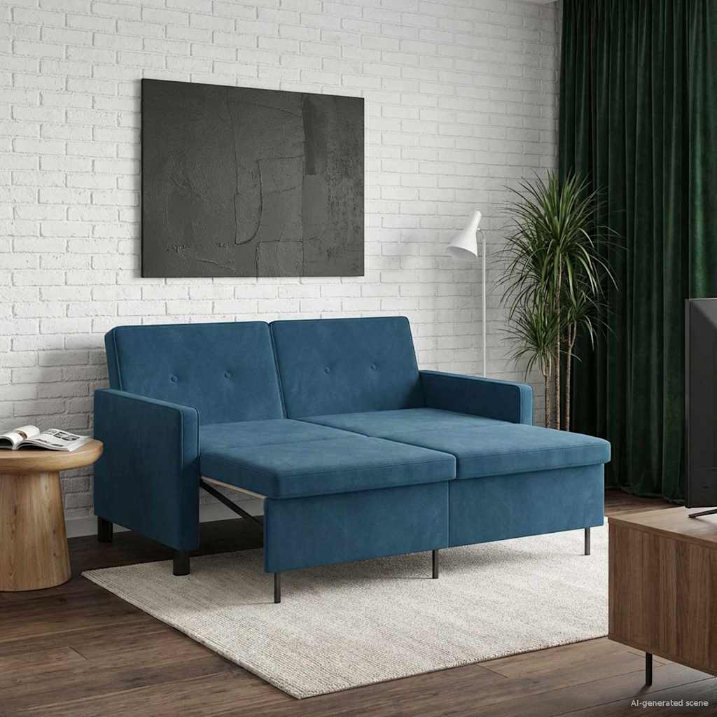 vidaXL Κρεβάτι καναπές Μπλε Ύφασμα