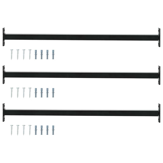 vidaXL Ρυθμιζόμενη Μπάρα Ασφαλείας Παραθύρου 3 pcs Μαύρο Ατσάλι