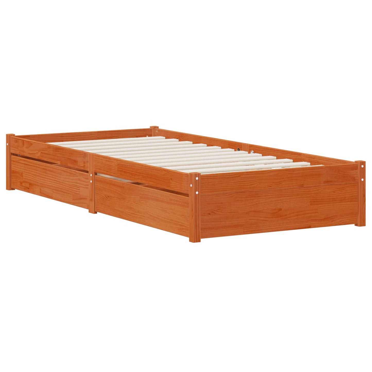 vidaXL Σκελετός Κρεβατιού με συρτάρι 3 pcs Κερωτό καφέ Ξύλο Πεύκου