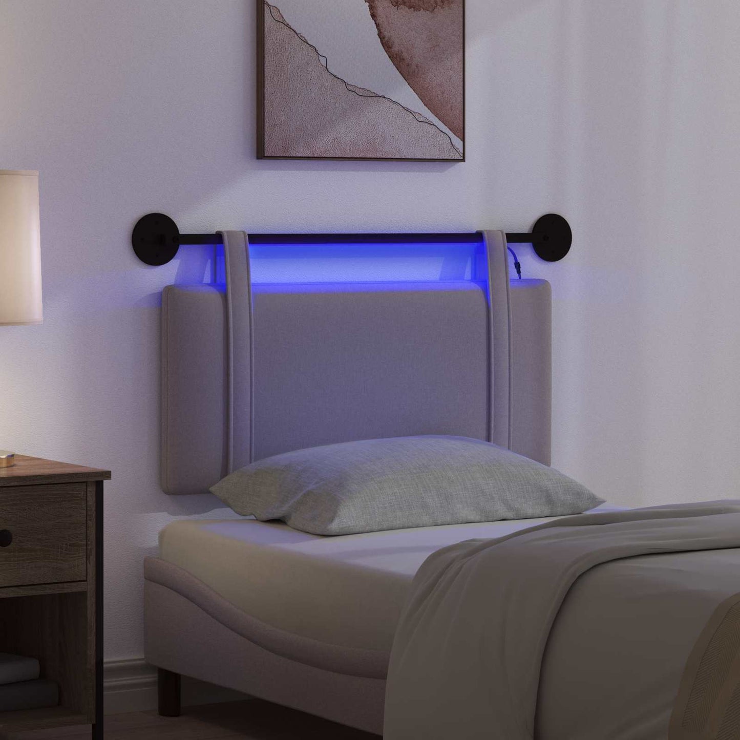 vidaXL Κεφαλάρι κρεβατιού κρεμαστό Με φωτισμό LED Taupe Ύφασμα