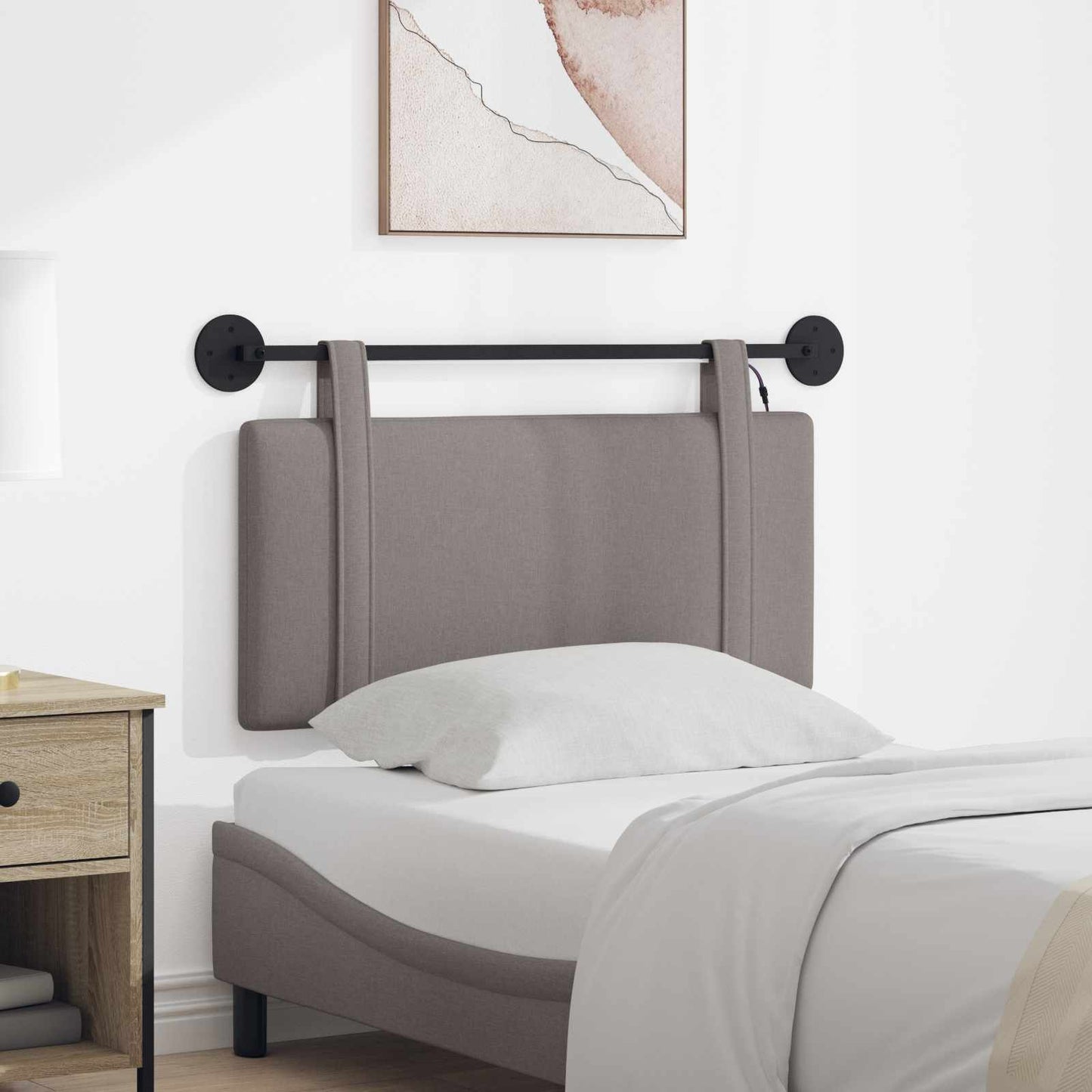 vidaXL Κεφαλάρι κρεβατιού κρεμαστό Με φωτισμό LED Taupe Ύφασμα