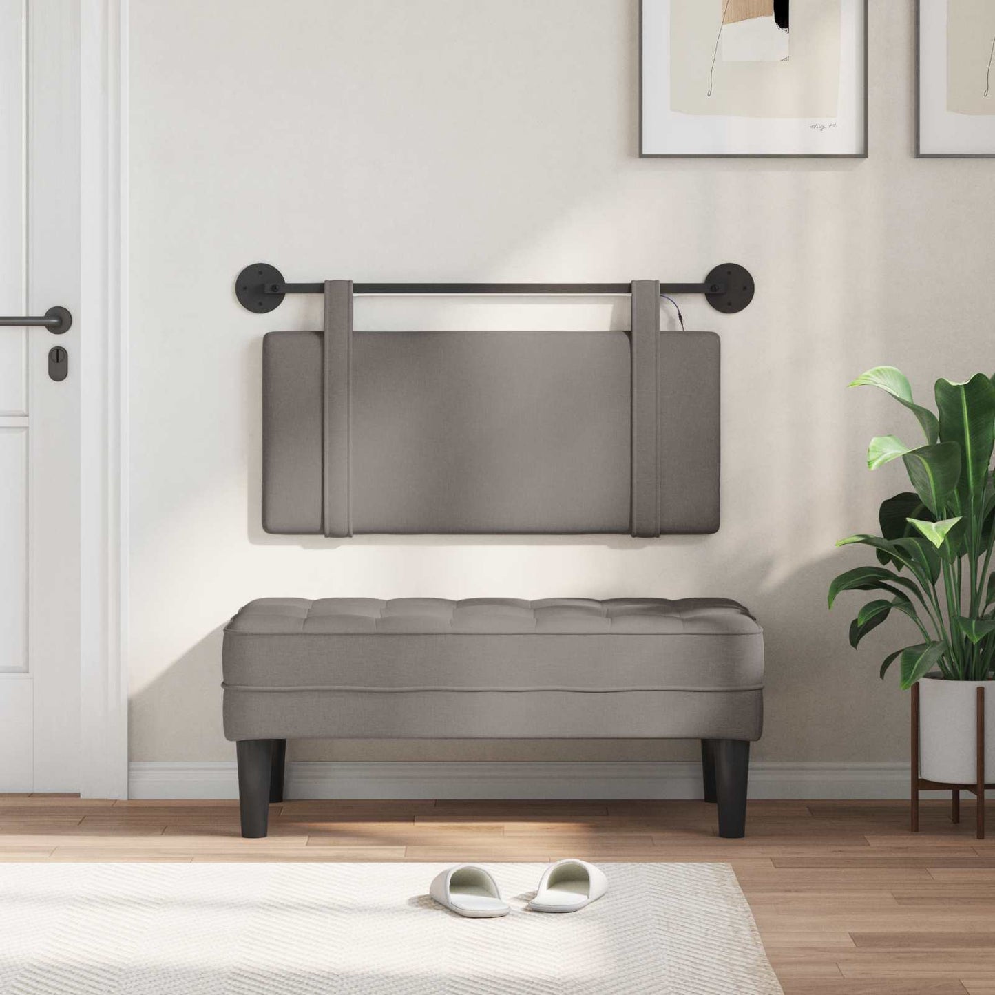 vidaXL Κεφαλάρι κρεβατιού κρεμαστό Με φωτισμό LED Taupe Ύφασμα