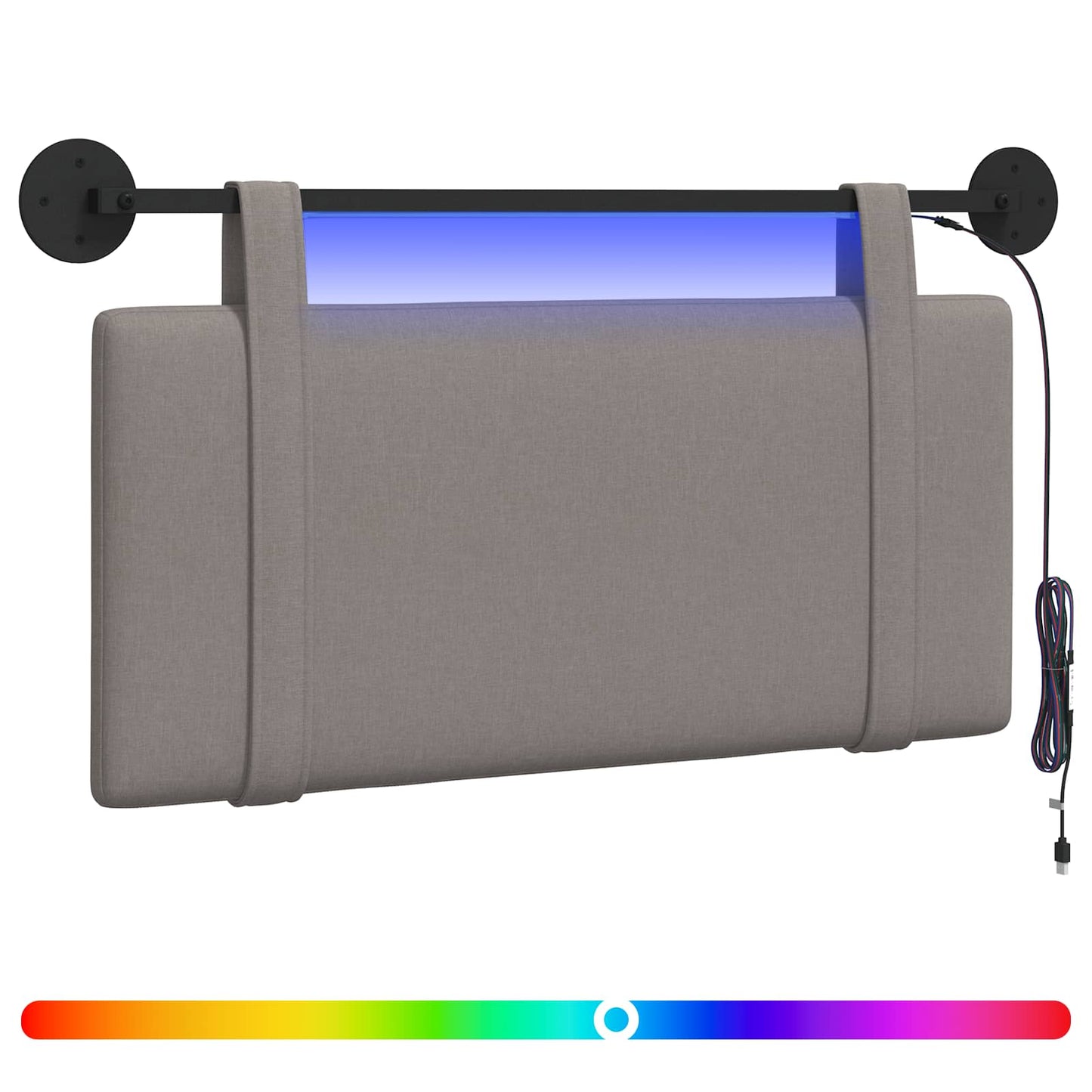 vidaXL Κεφαλάρι κρεβατιού κρεμαστό Με φωτισμό LED Taupe Ύφασμα
