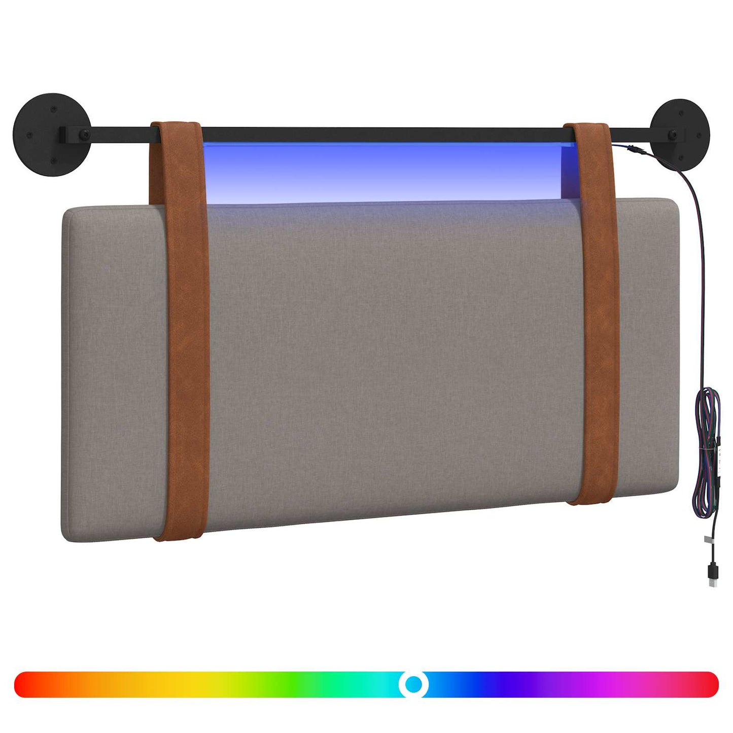 vidaXL Κεφαλάρι κρεβατιού κρεμαστό Με φωτισμό LED Taupe Αντίκα PU