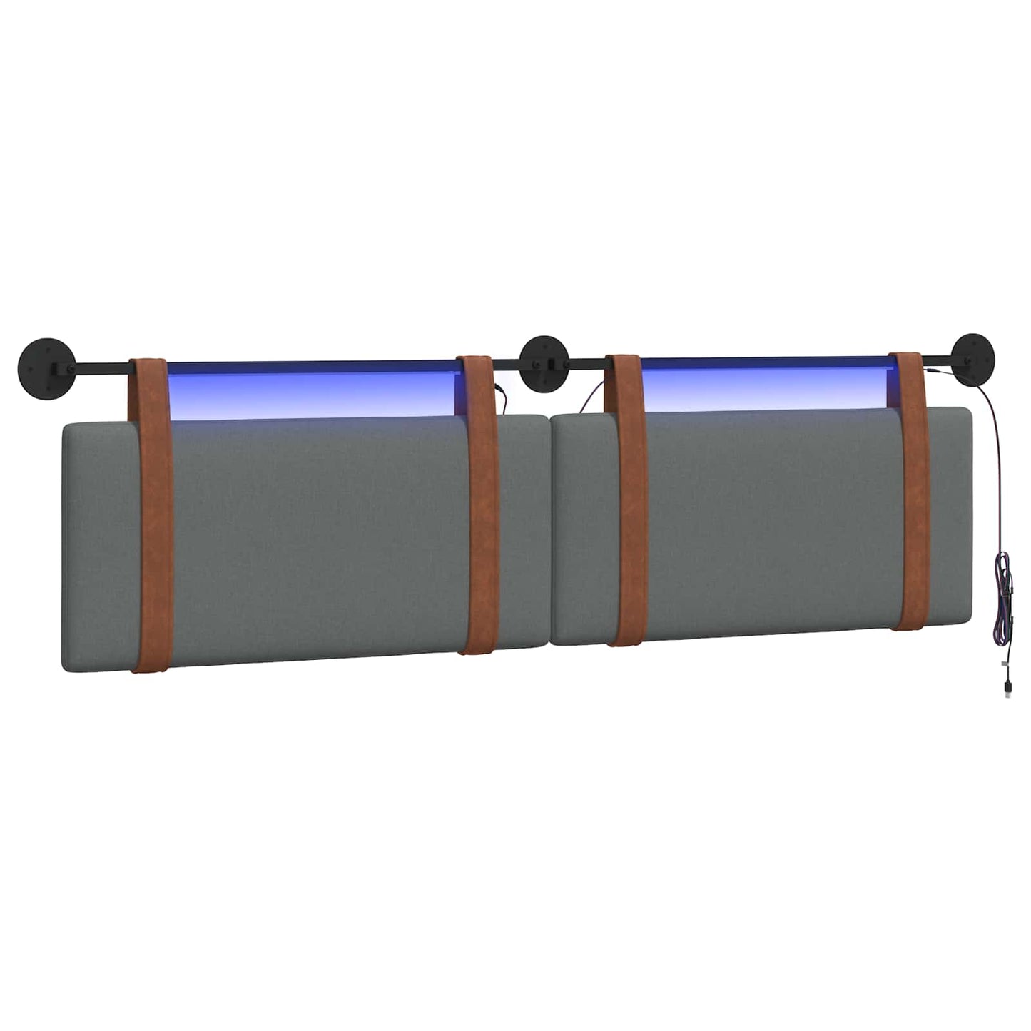 vidaXL Κεφαλάρι κρεβατιού κρεμαστό Με φωτισμό LED Σκούρο Γκρι