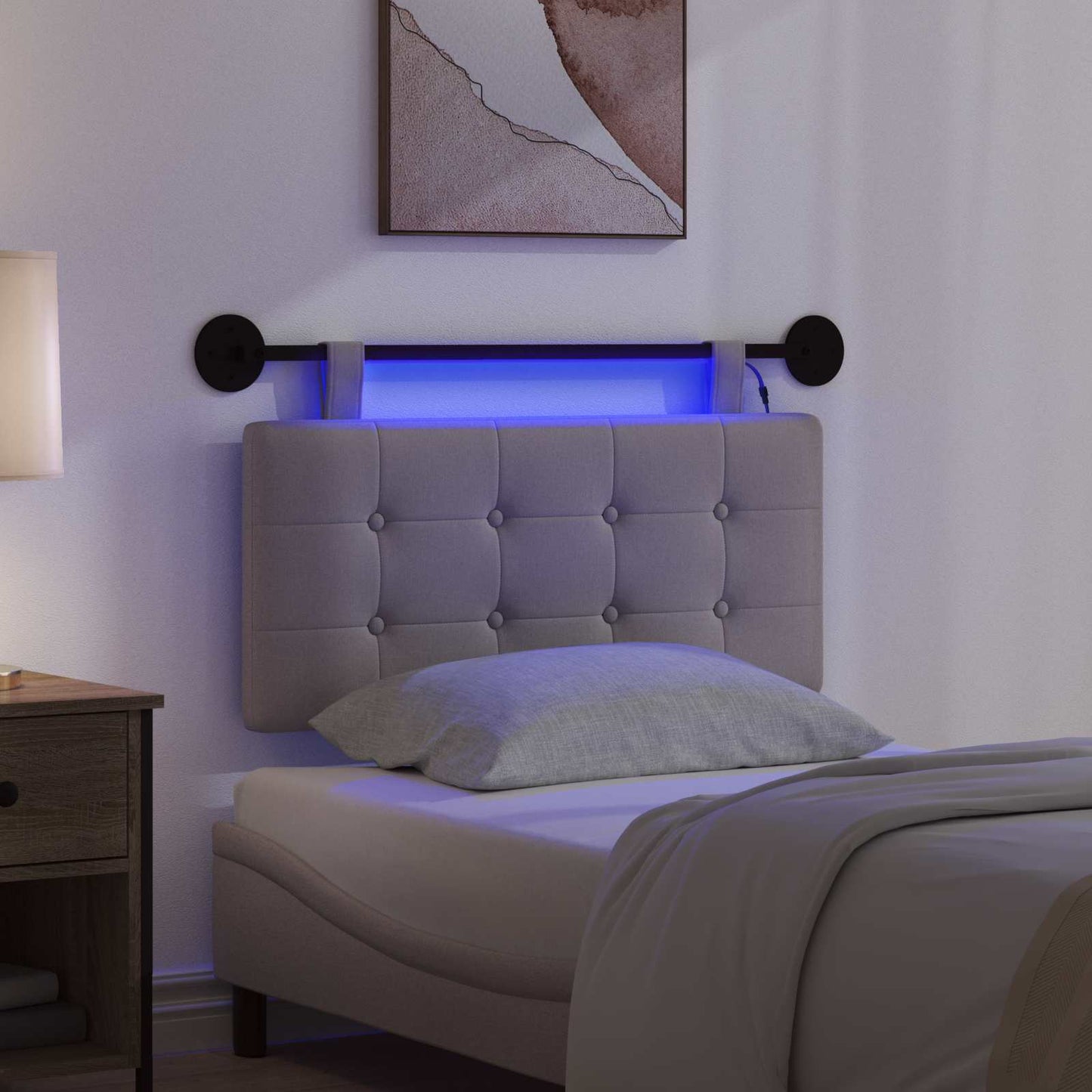 vidaXL Κεφαλάρι κρεβατιού κρεμαστό Με φωτισμό LED Taupe Ύφασμα