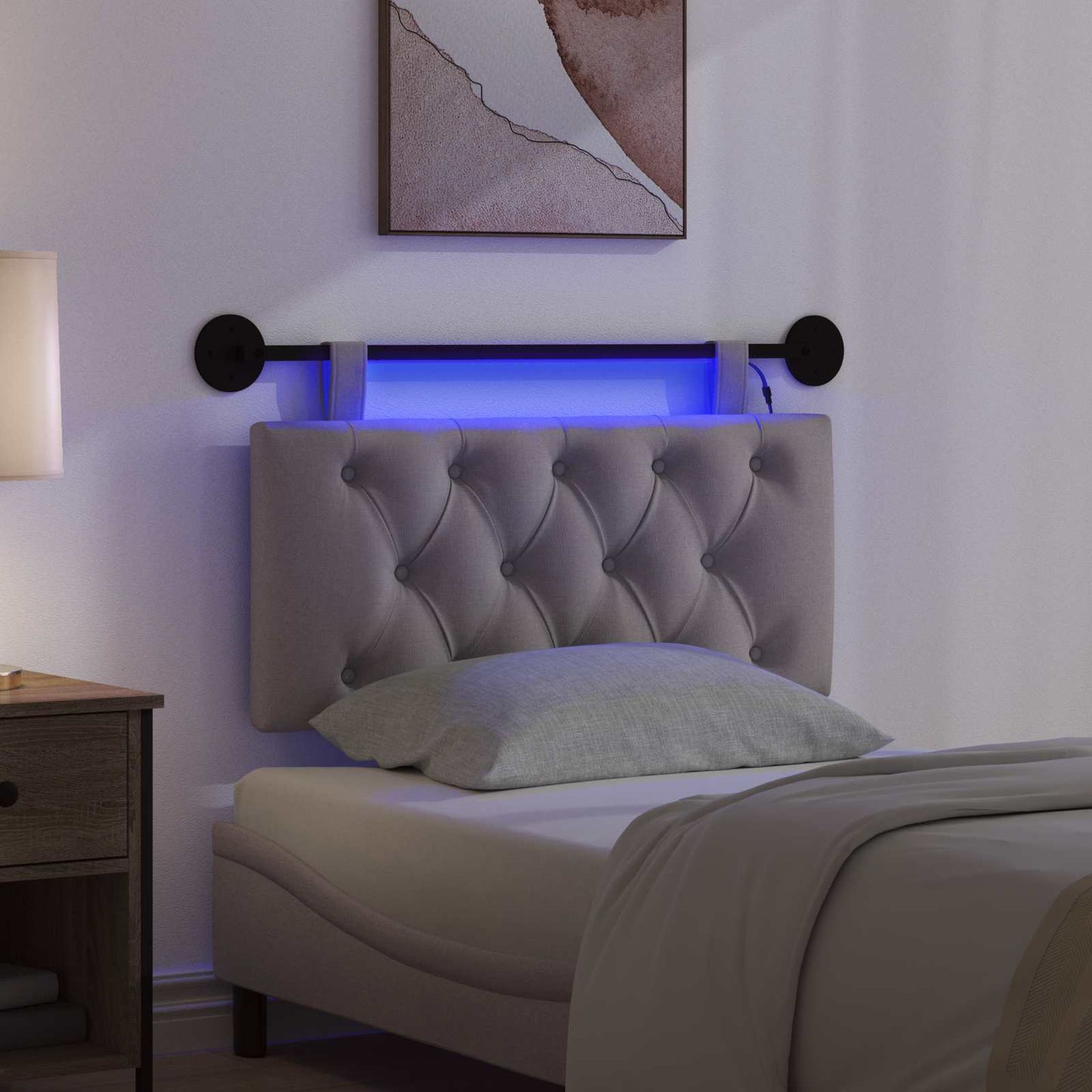 vidaXL Κεφαλάρι κρεβατιού κρεμαστό Με φωτισμό LED Taupe Ύφασμα