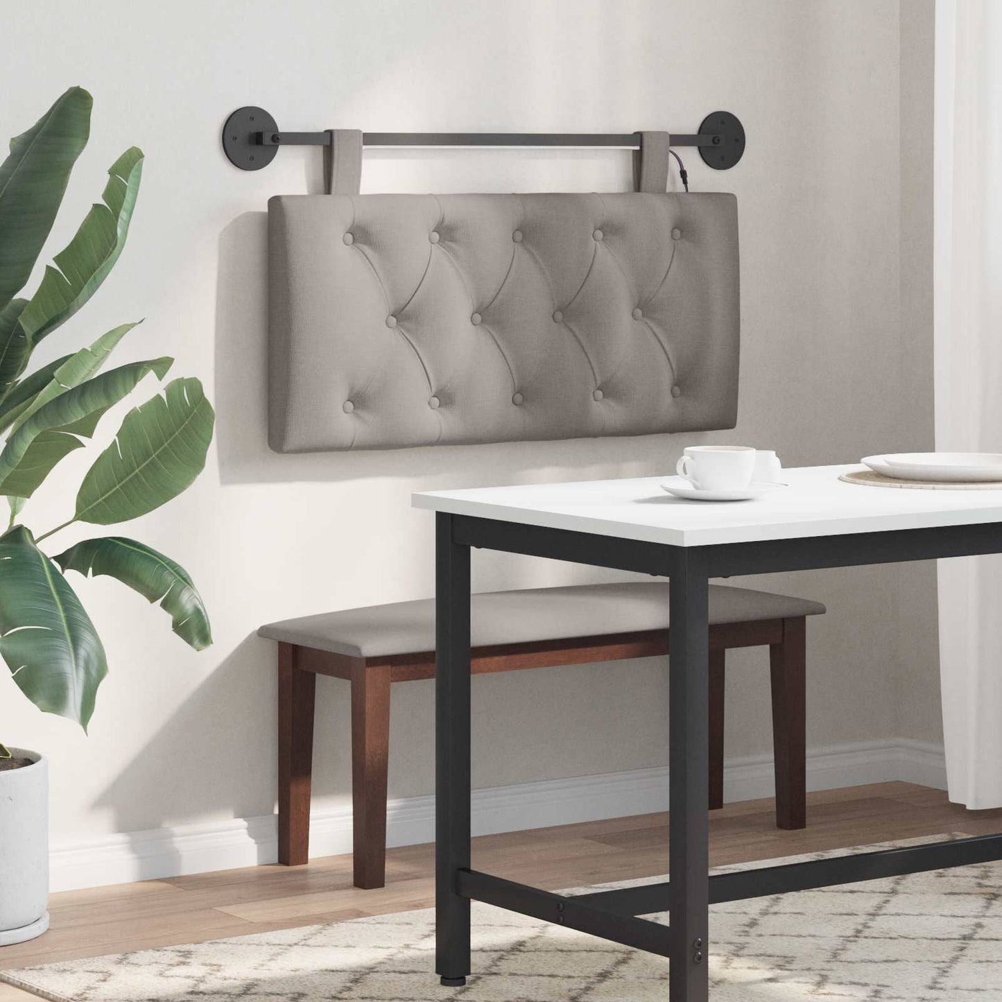vidaXL Κεφαλάρι κρεβατιού κρεμαστό Με φωτισμό LED Taupe Ύφασμα