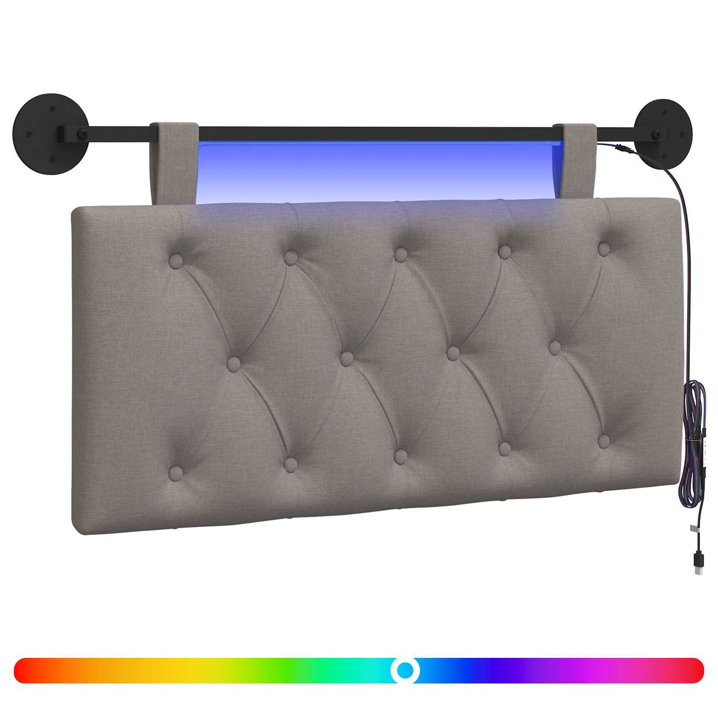vidaXL Κεφαλάρι κρεβατιού κρεμαστό Με φωτισμό LED Taupe Ύφασμα
