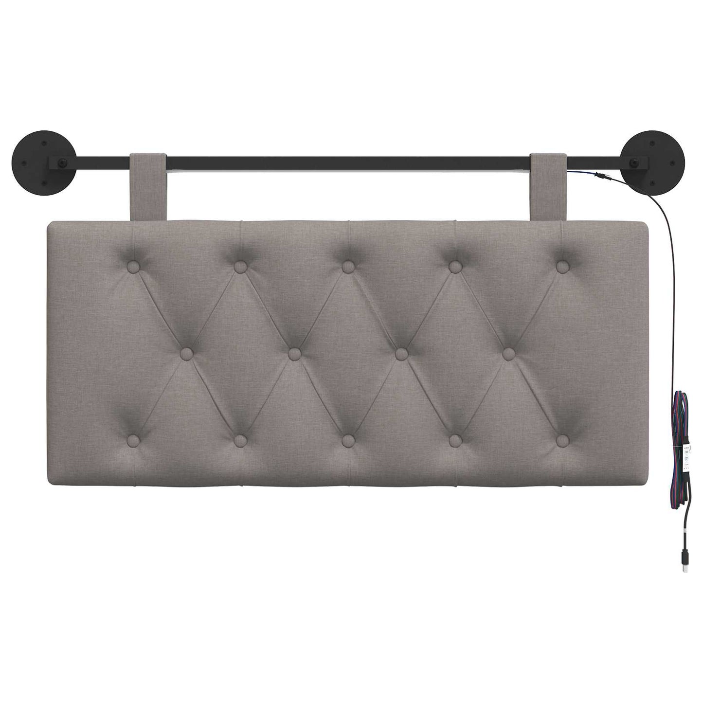 vidaXL Κεφαλάρι κρεβατιού κρεμαστό Με φωτισμό LED Taupe Ύφασμα
