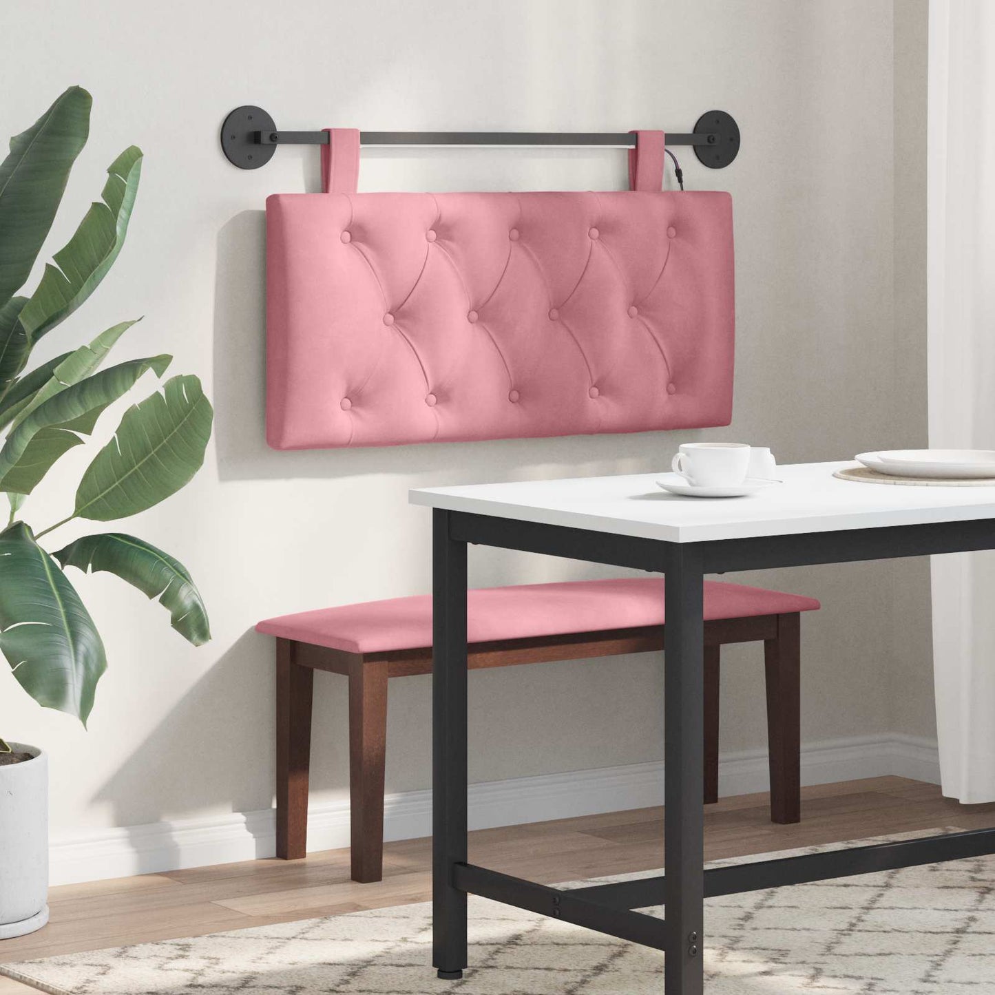 vidaXL Κεφαλάρι κρεβατιού κρεμαστό Ροζ Βελούδο