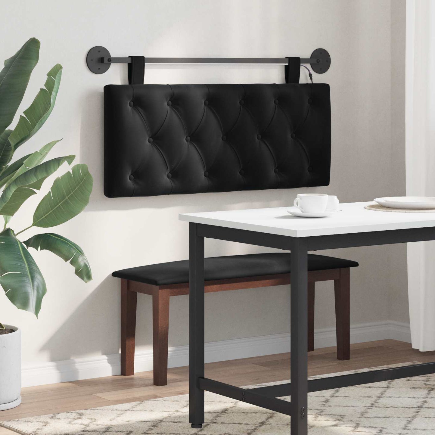 vidaXL Κεφαλάρι κρεβατιού κρεμαστό Με φωτισμό LED Μαύρο Βελούδο