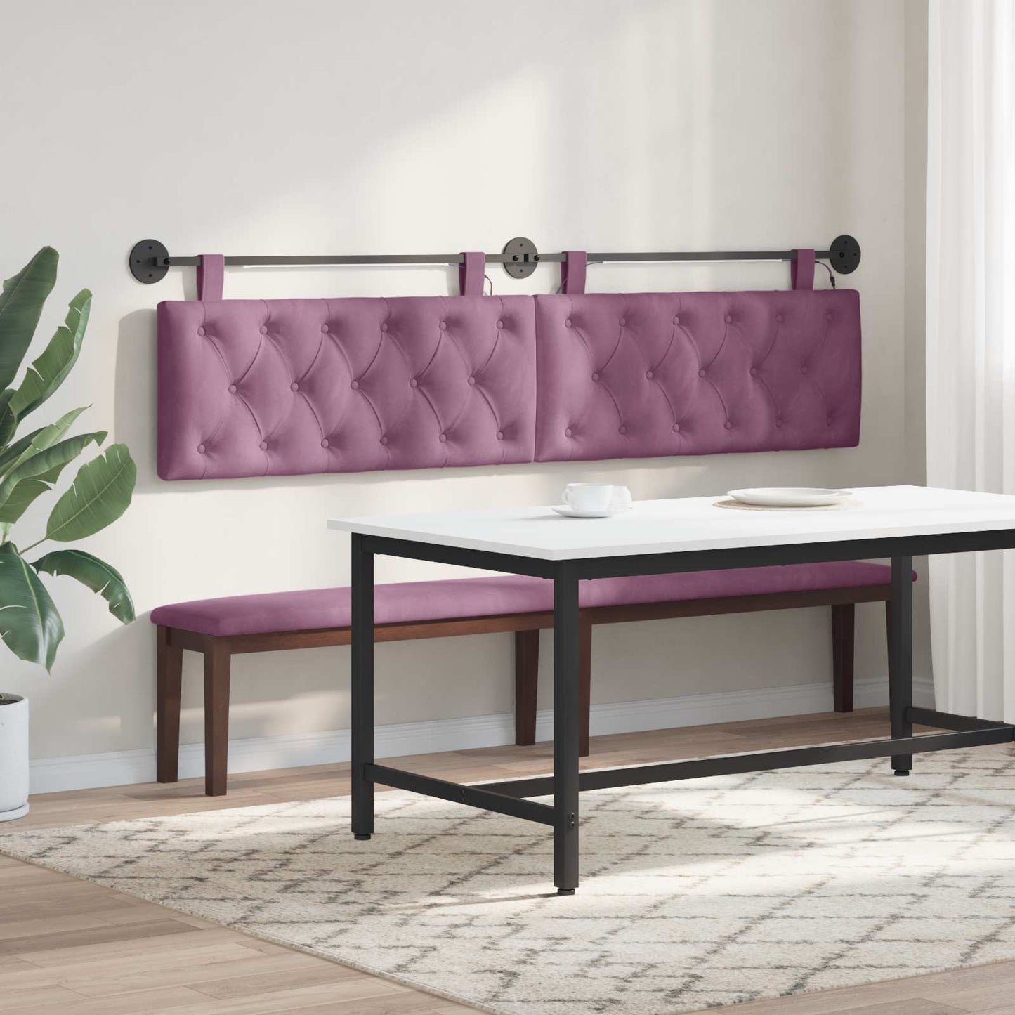 vidaXL Κεφαλάρι κρεβατιού κρεμαστό Με φωτισμό LED Μοβ Βελούδο