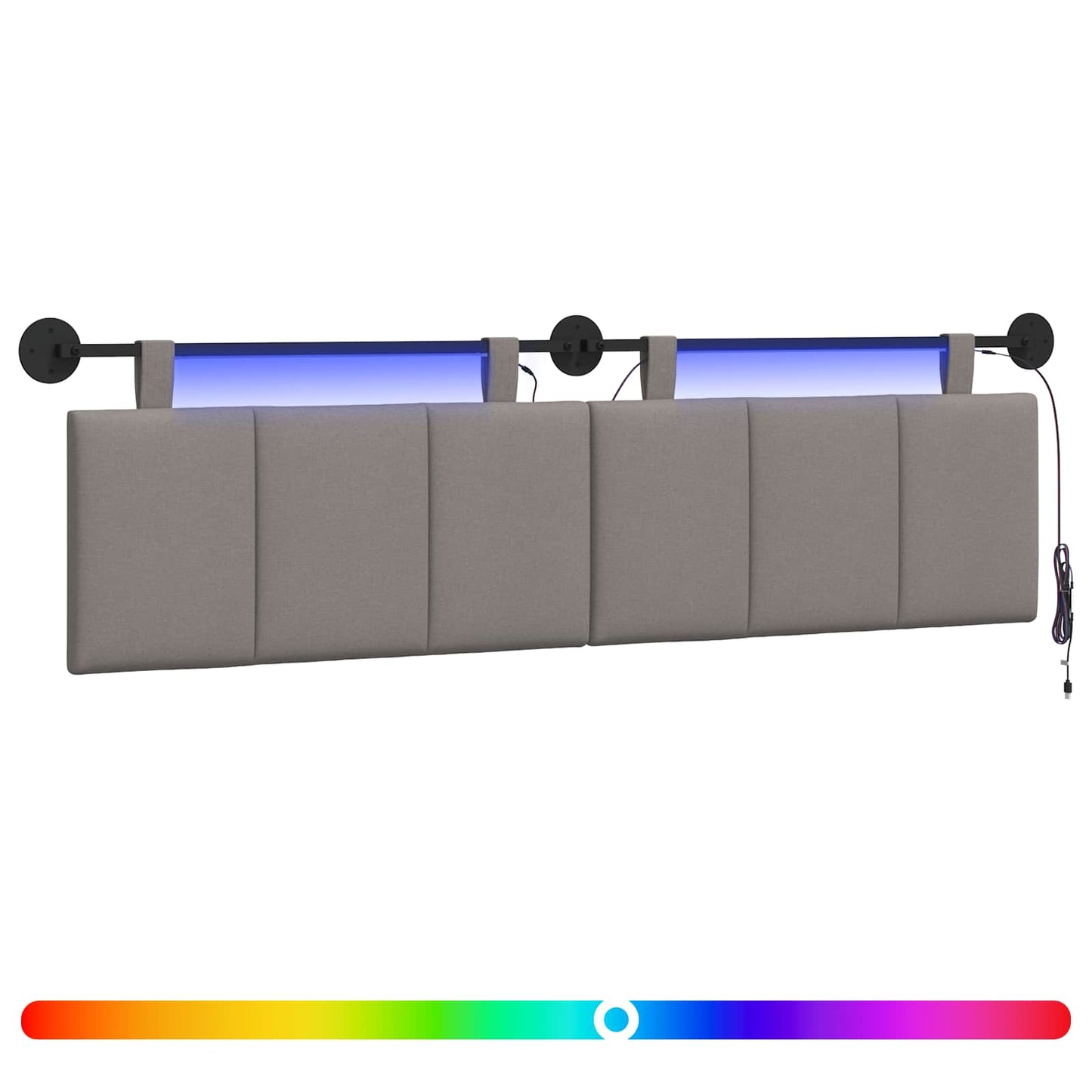 vidaXL Κεφαλάρι κρεβατιού κρεμαστό Με φωτισμό LED Taupe Ύφασμα