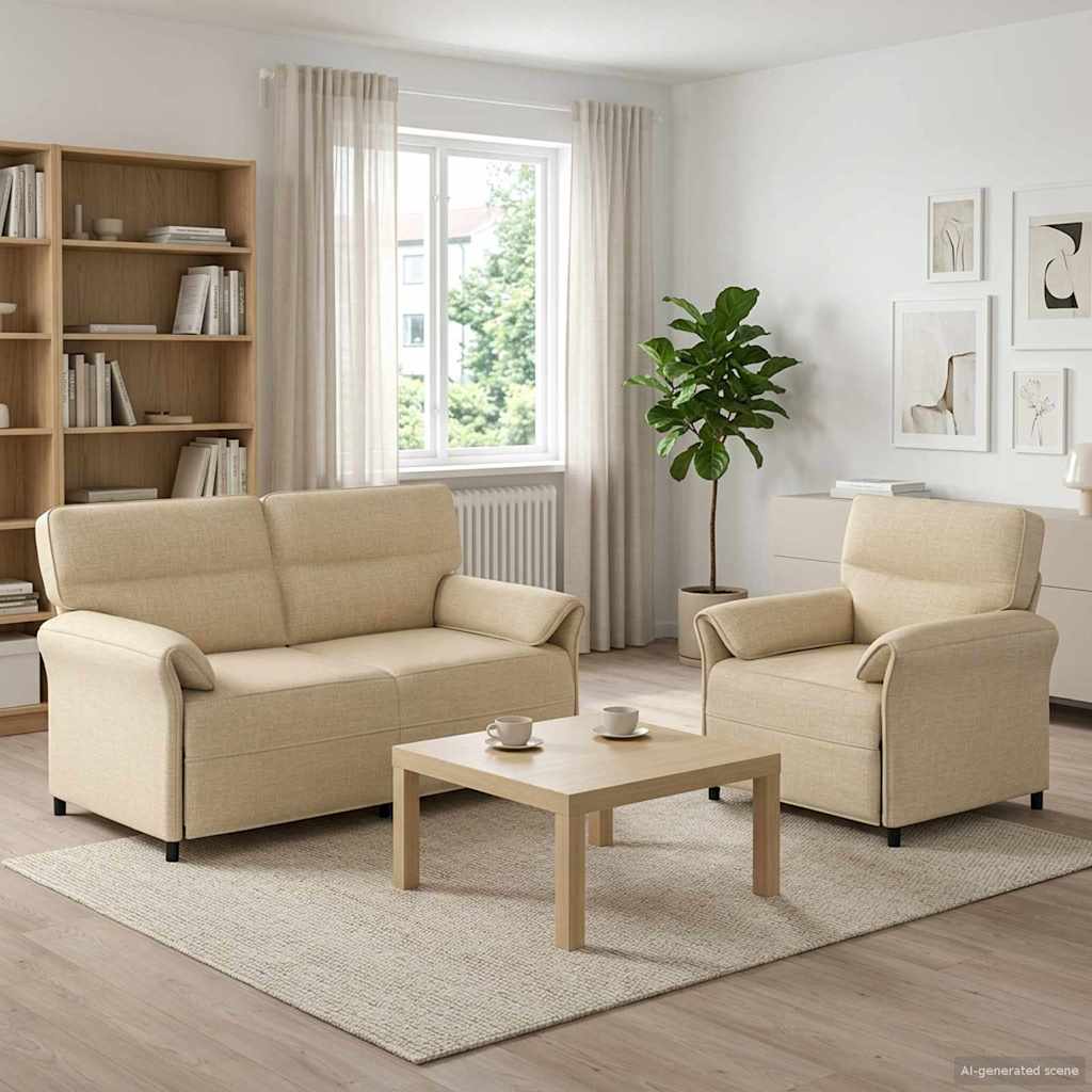 vidaXL Σετ Καναπέ 2 τμχ. Κρεμ Ύφασμα