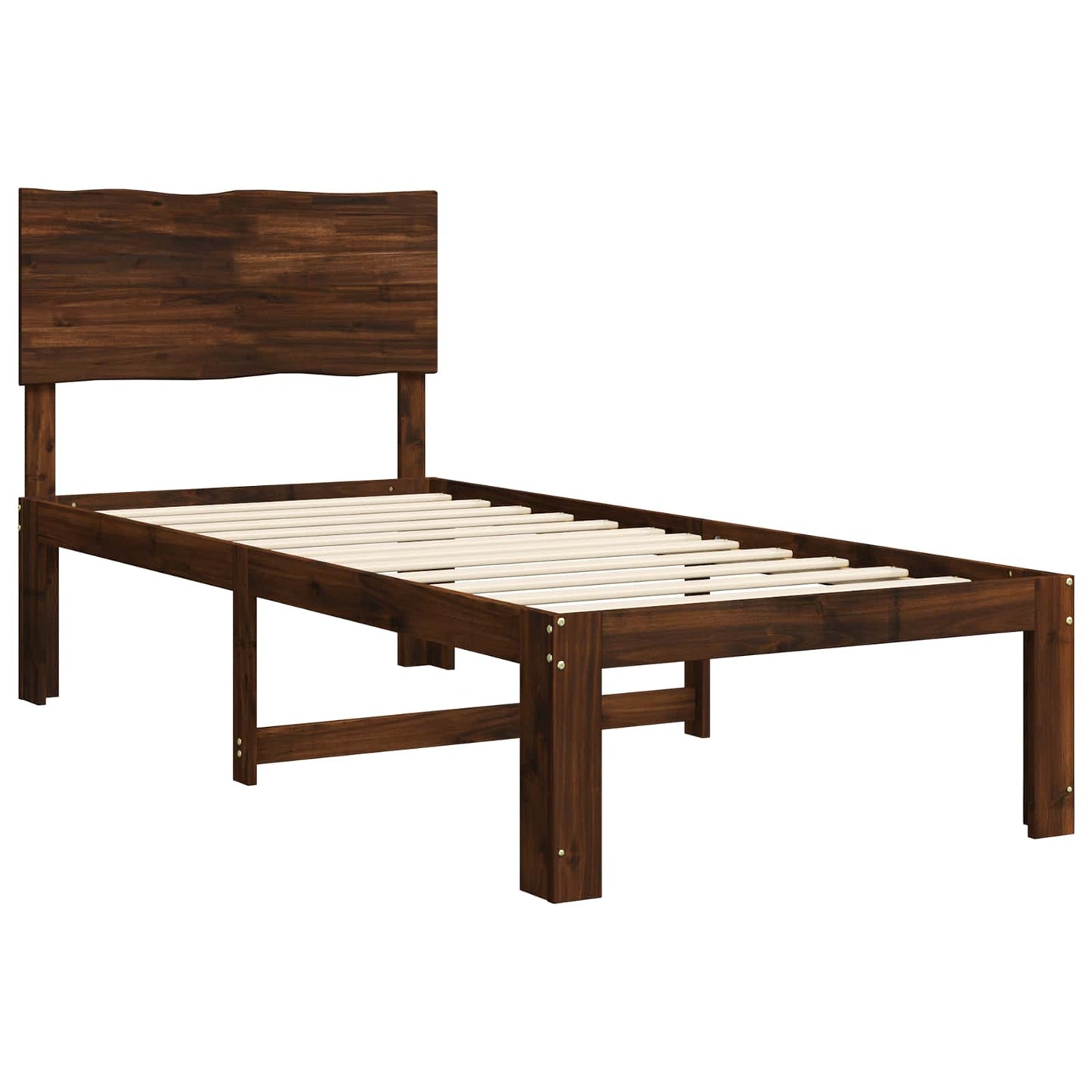 vidaXL Μονό Κρεβάτι με Κεφαλάρι ROSTOCK Σκούρο Καφέ 90 x 190 cm