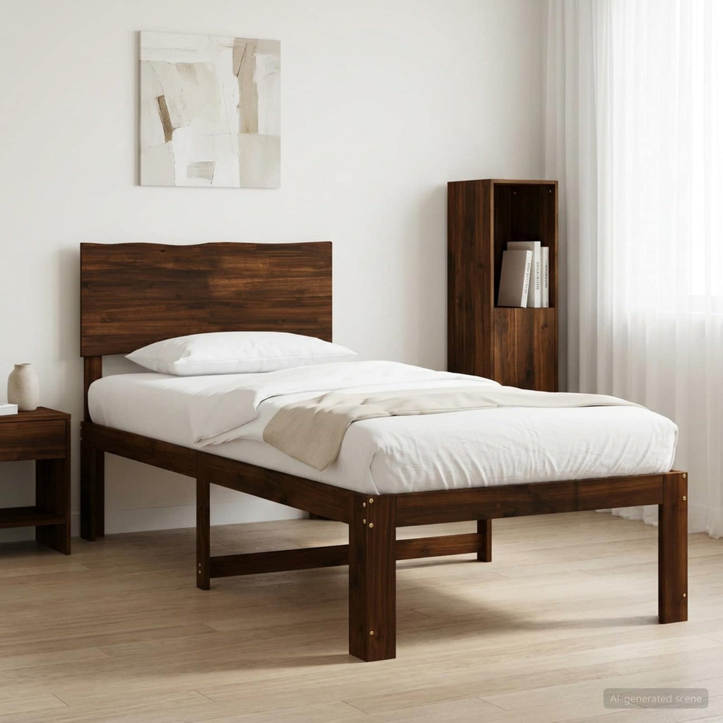 vidaXL Μονό Κρεβάτι με Κεφαλάρι ROSTOCK Σκούρο Καφέ 80 x 200 cm