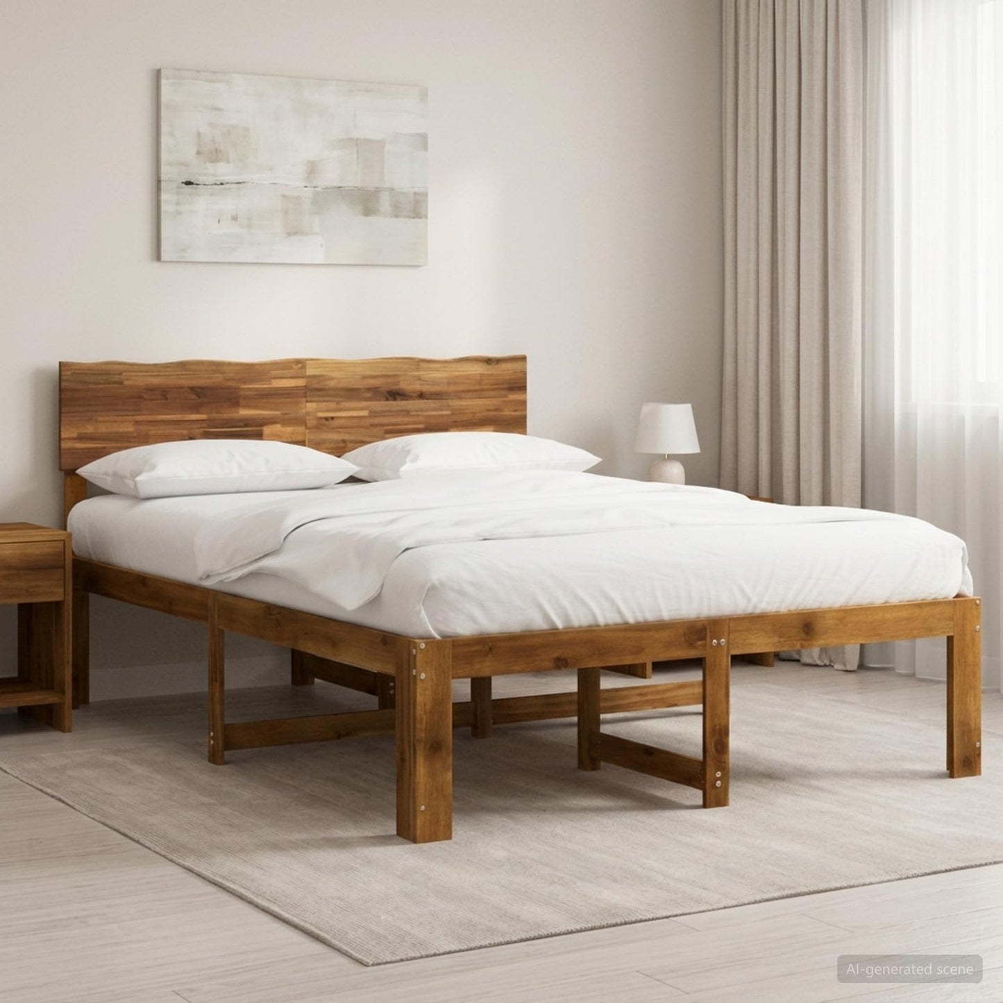 vidaXL Διπλό Κρεβάτι με Κεφαλάρι ROSTOCK Φυσικό 135 x 190 cm
