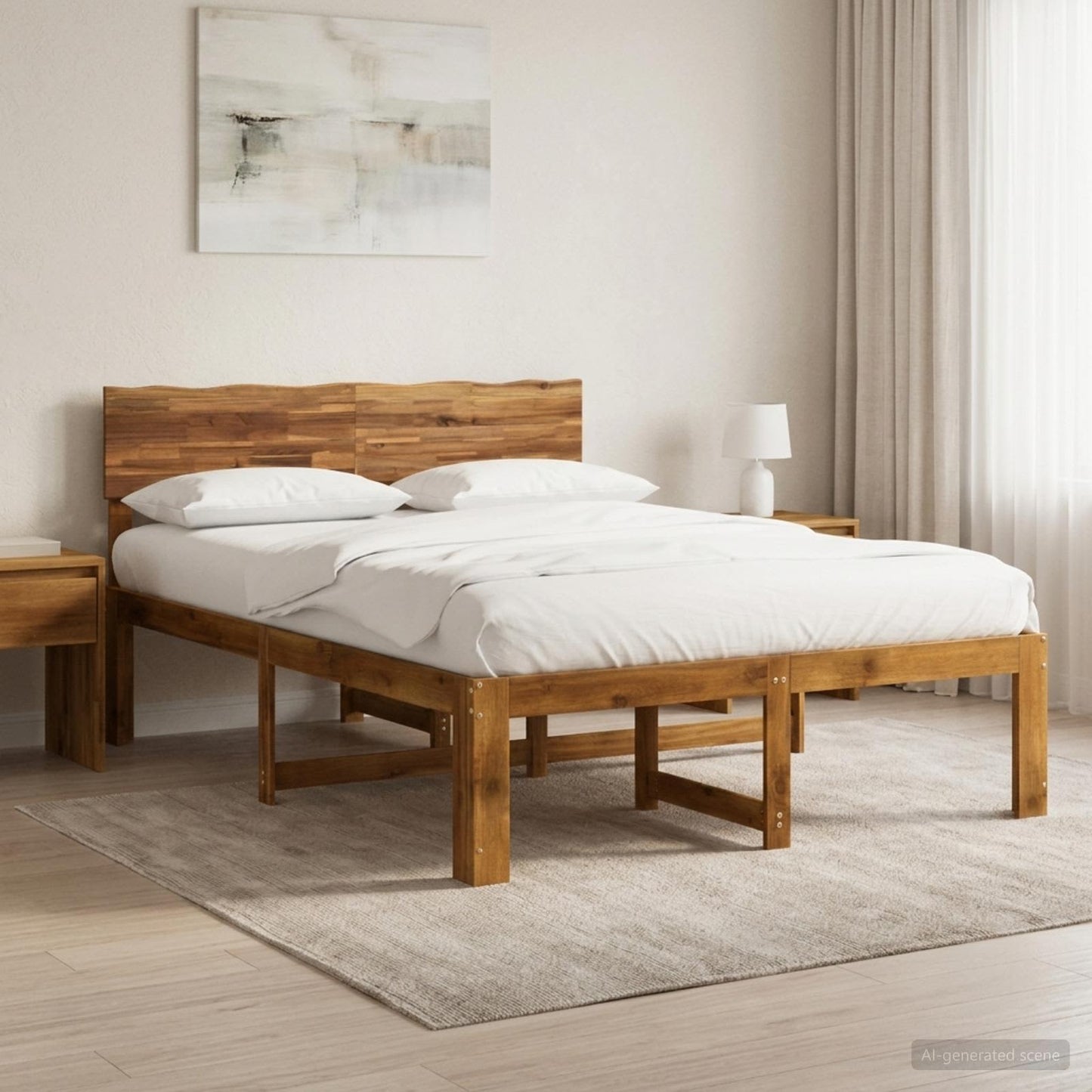 vidaXL Διπλό Κρεβάτι με Κεφαλάρι ROSTOCK Φυσικό 140 x 190 cm