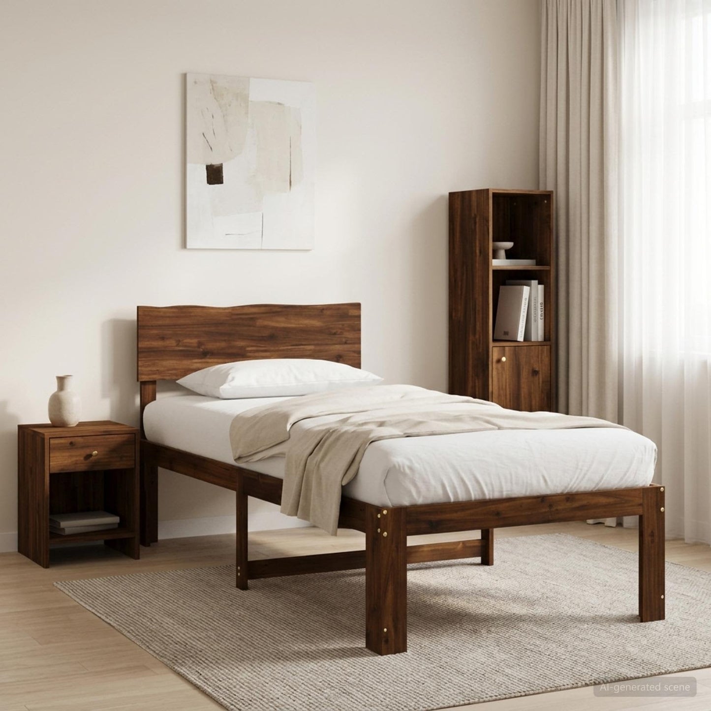 vidaXL Μονό Κρεβάτι με Κεφαλάρι ROSTOCK Σκούρο Καφέ 100 x 200 cm