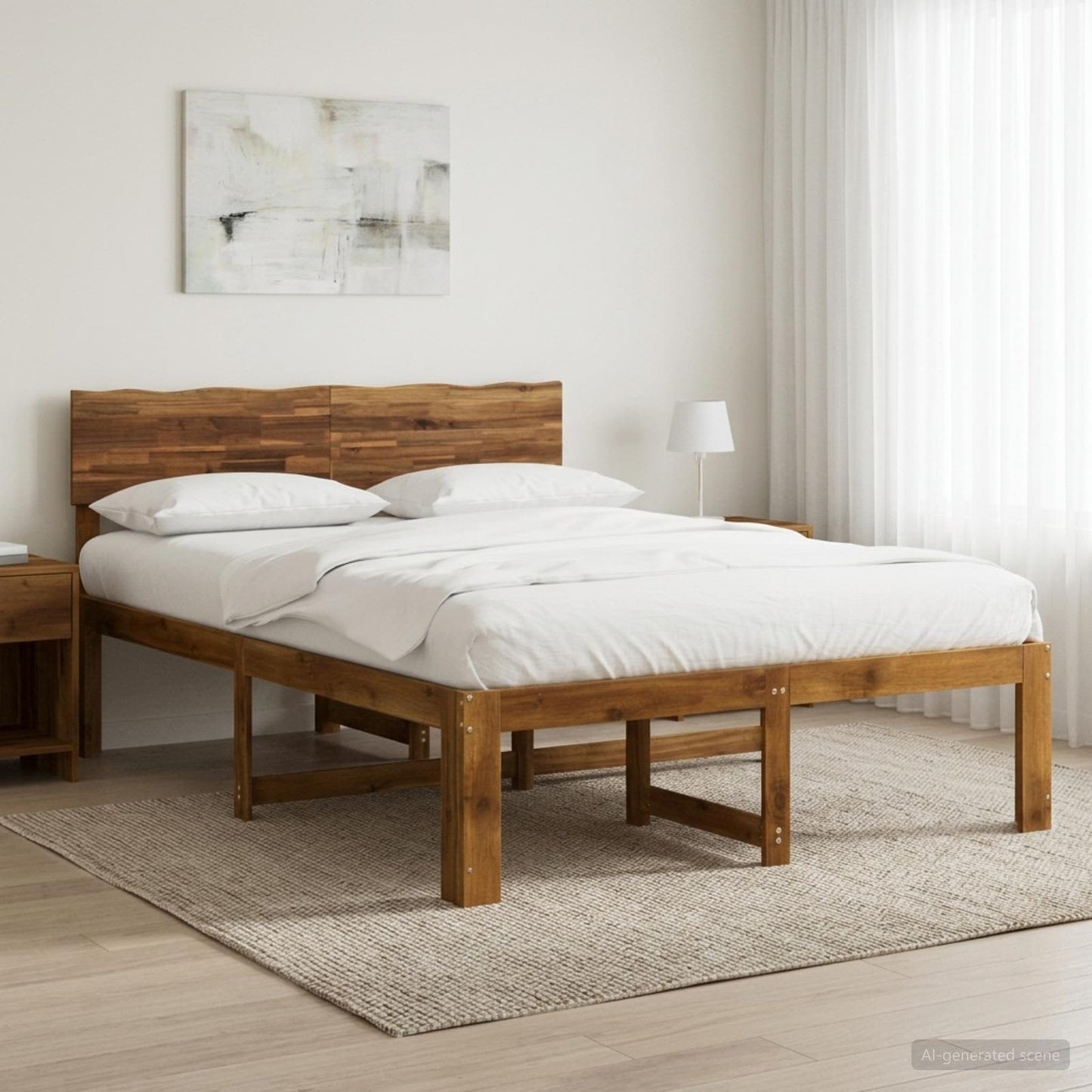 vidaXL Διπλό Κρεβάτι με Κεφαλάρι ROSTOCK Φυσικό 120 x 200 cm