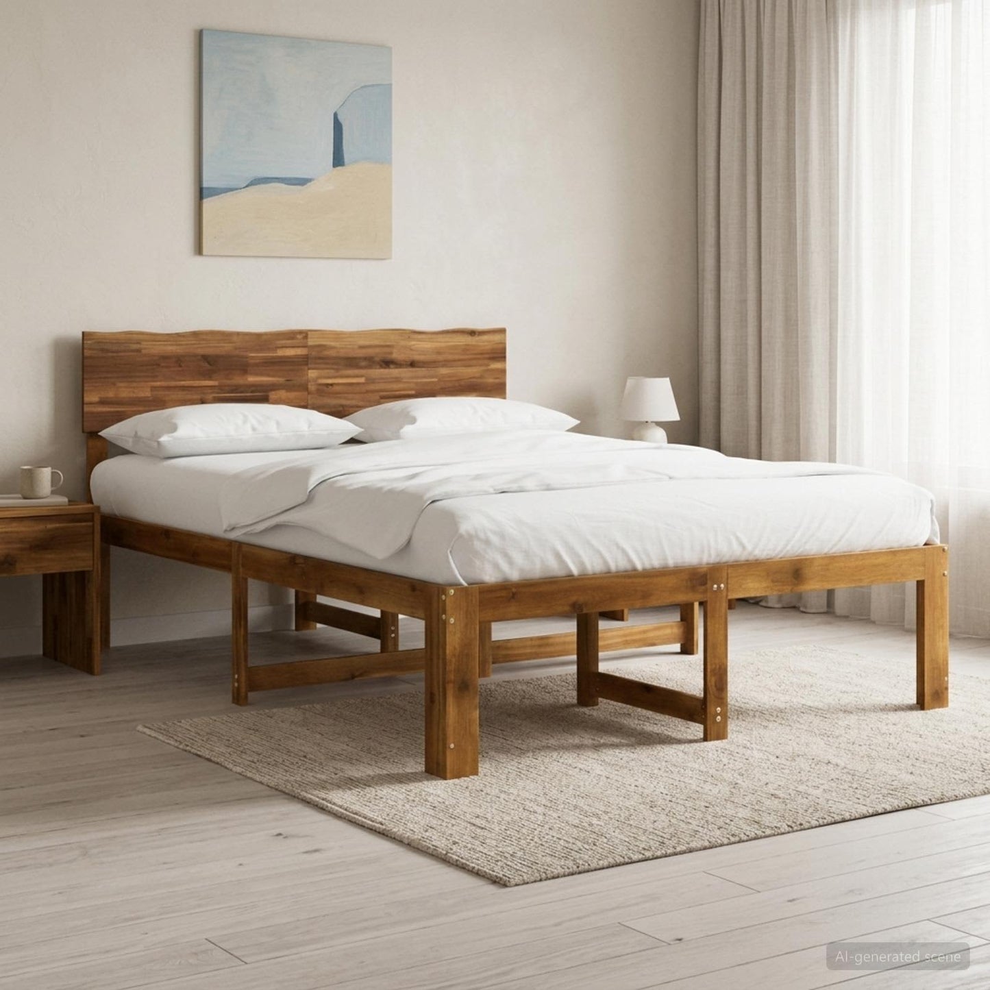 vidaXL Διπλό Κρεβάτι με Κεφαλάρι ROSTOCK Φυσικό 140 x 200 cm