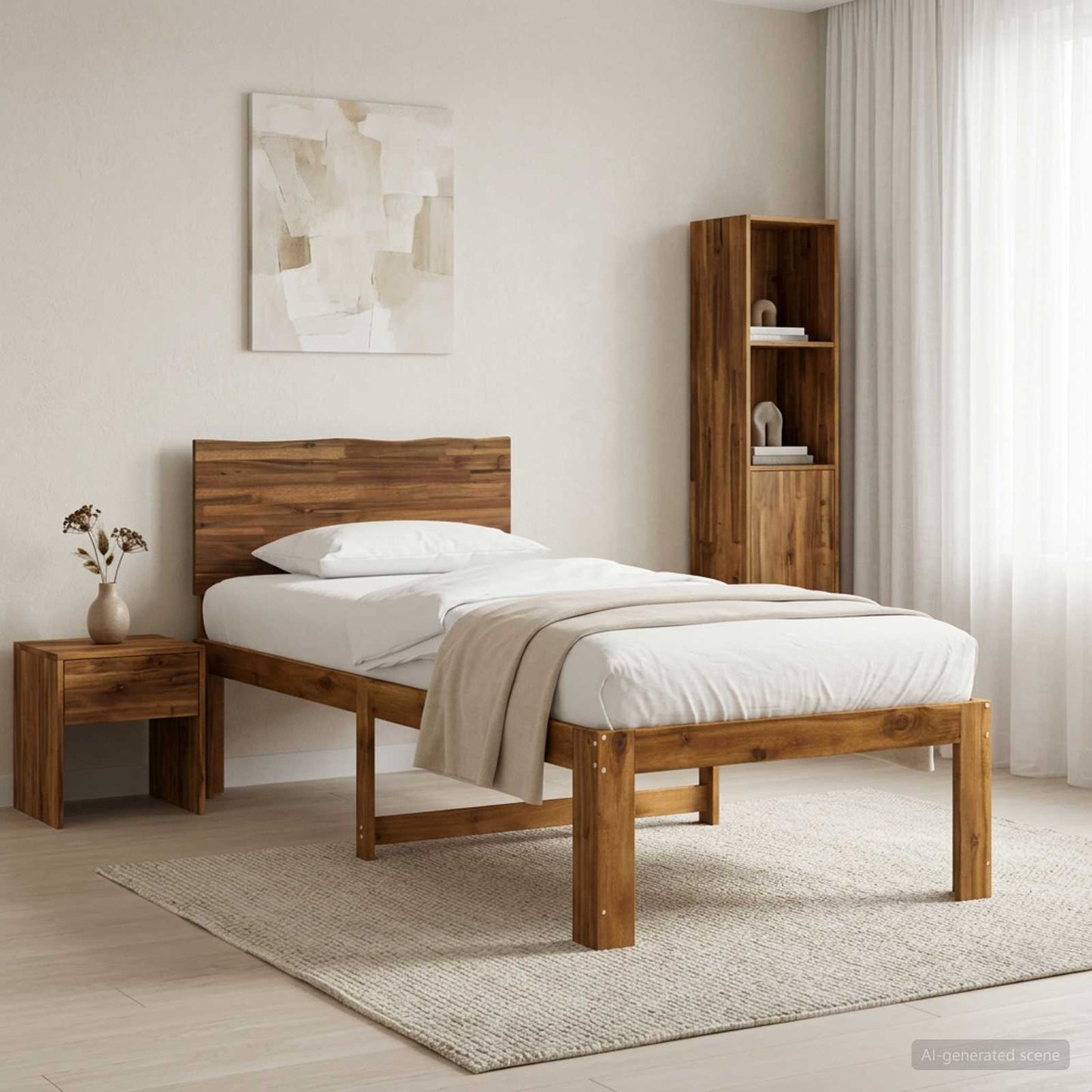 vidaXL Μονό Κρεβάτι με Κεφαλάρι ROSTOCK Φυσικό 90 x 190 cm