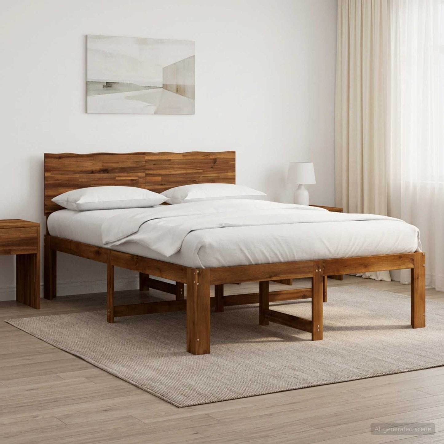 vidaXL Διπλό Κρεβάτι με Κεφαλάρι ROSTOCK Φυσικό 120 x 200 cm