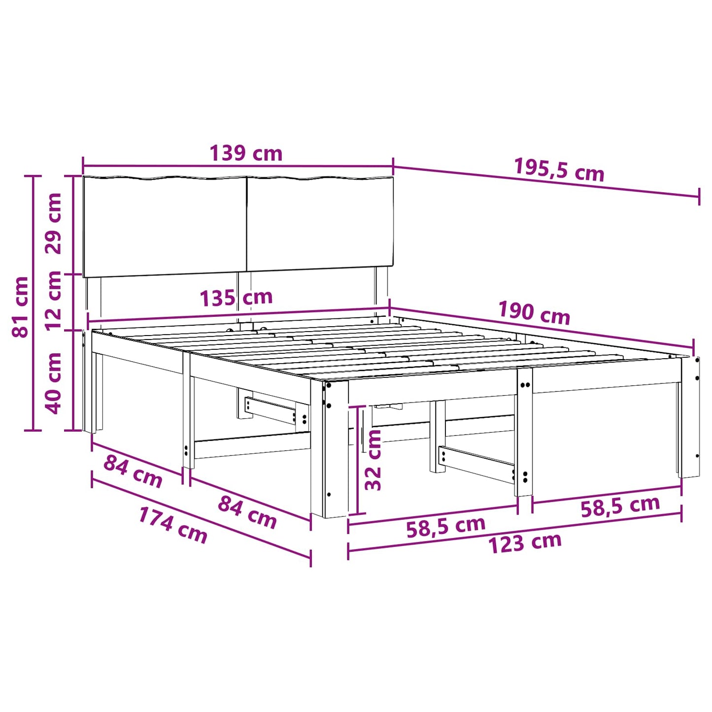 vidaXL Διπλό Κρεβάτι με Κεφαλάρι ROSTOCK Λευκό 135 x 190 cm