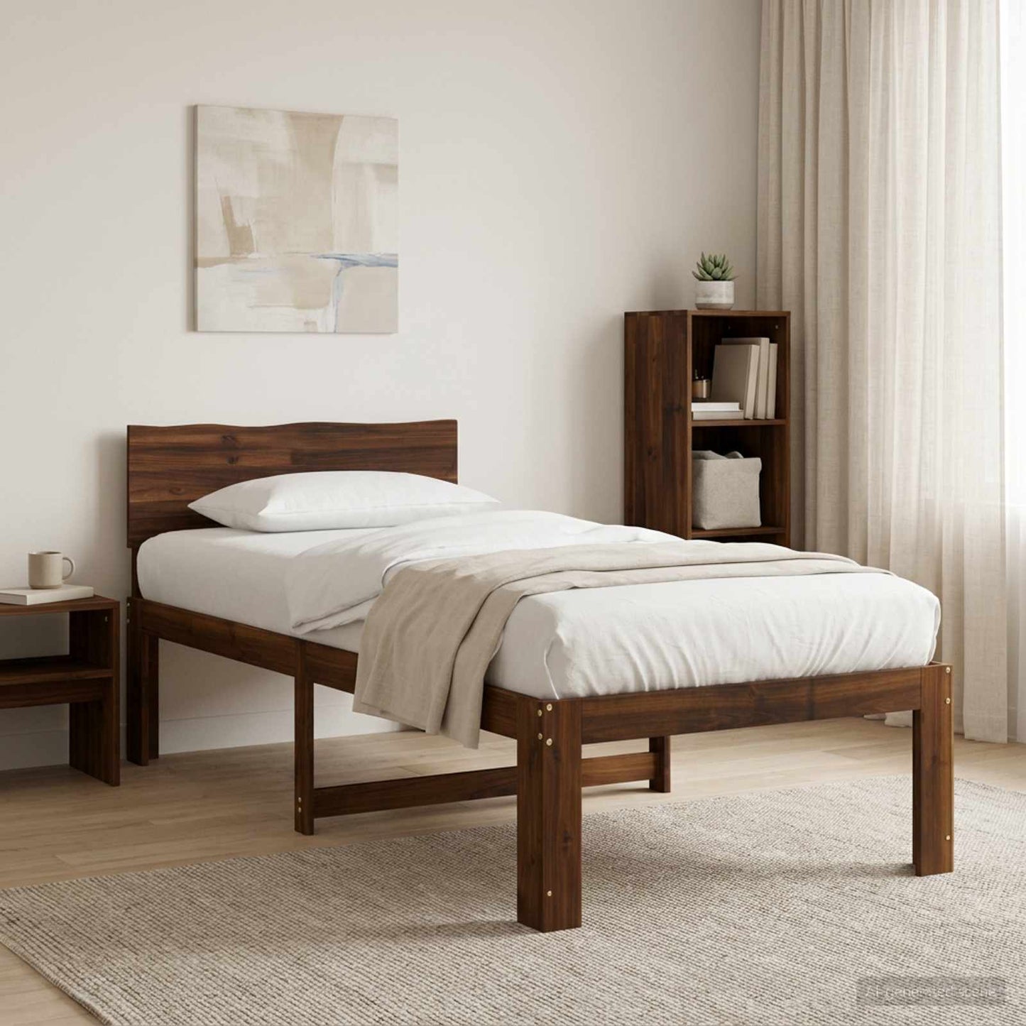 vidaXL Μονό Κρεβάτι με Κεφαλάρι ROSTOCK Σκούρο Καφέ 100 x 200 cm