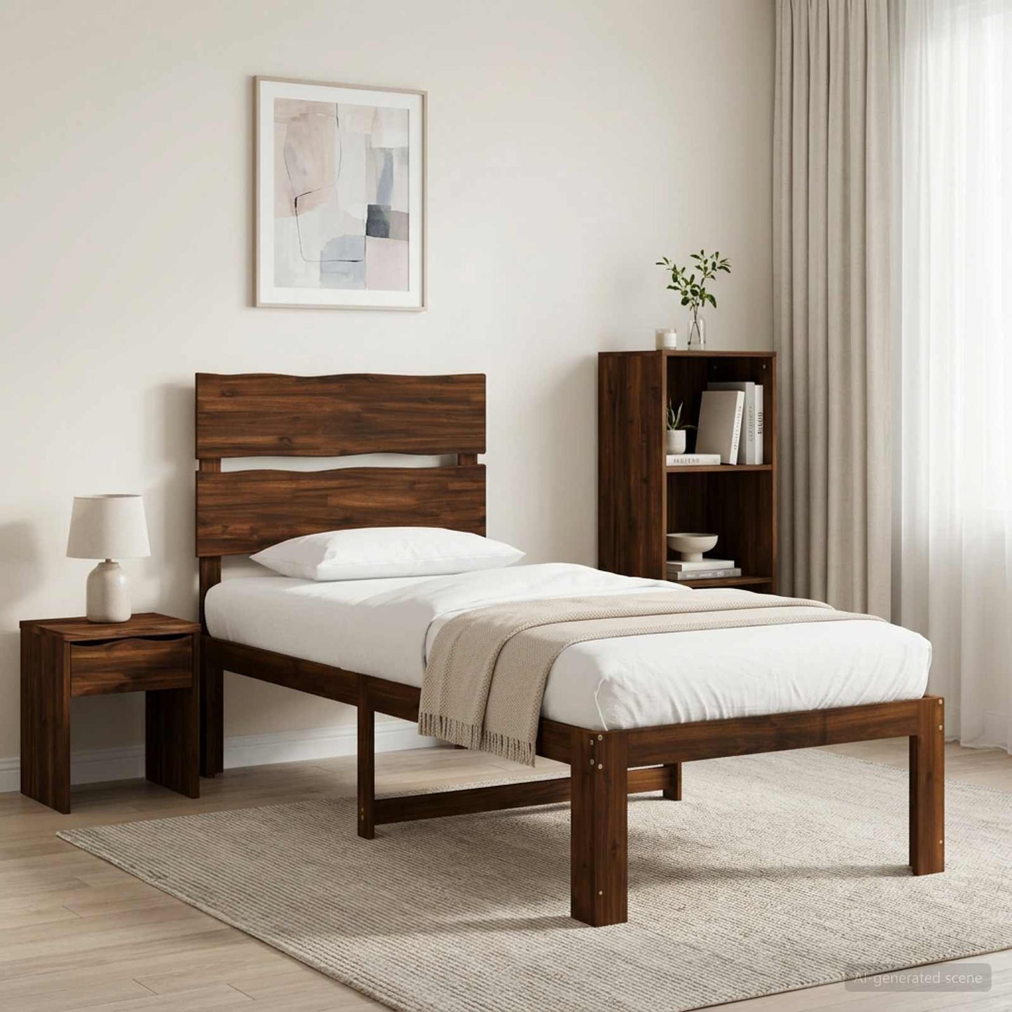 vidaXL Μονό Κρεβάτι με Κεφαλάρι ROSTOCK Σκούρο Καφέ 100 x 200 cm