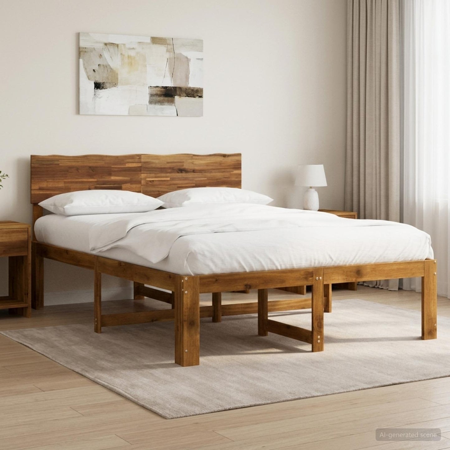 vidaXL Διπλό Κρεβάτι με Κεφαλάρι ROSTOCK Φυσικό 137 x 190 cm