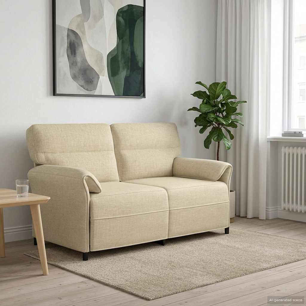 vidaXL Καναπές 100% πολυέστερ μεταλλικό πλαίσιο MDF, Κόντρα πλακέ