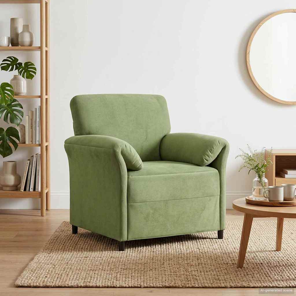 vidaXL Καναπές 1-θέσιος Ανοιχτό Πράσινο 88 x 83 x 95 εκ Βελούδο