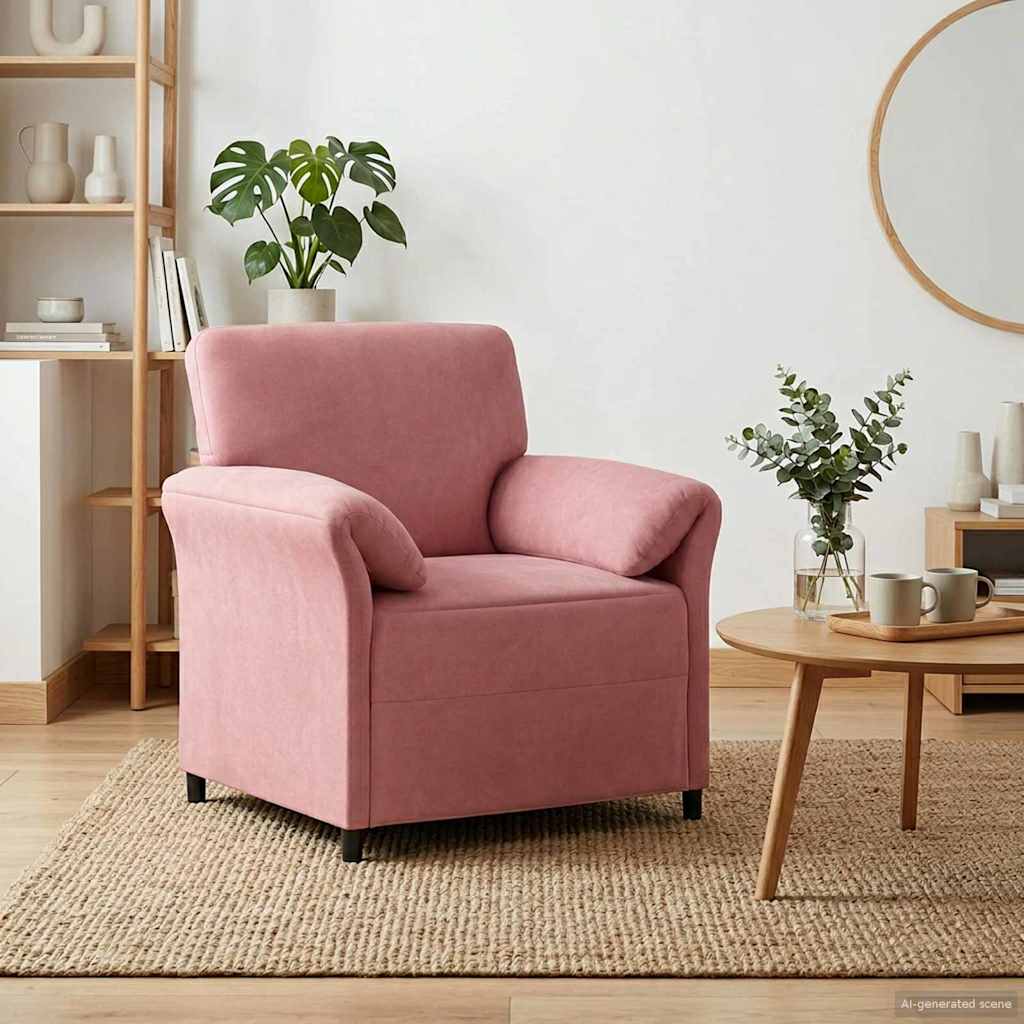 vidaXL Καναπές 1-θέσιος Ροζ 88 x 83 x 95 εκ Βελούδο