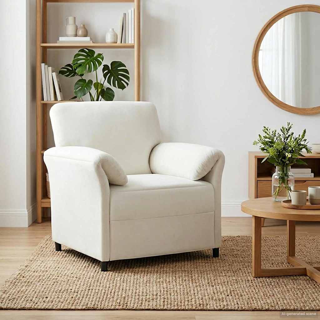 vidaXL Καναπές 1-θέσιος Κρεμ 88 x 83 x 95 εκ Βελούδο