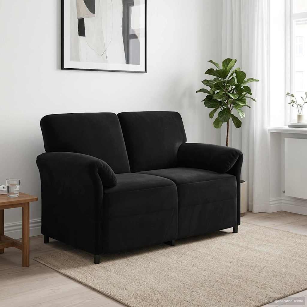 vidaXL Καναπές 2 ατόμων Μαύρο 138 x 83 x 95 εκ Βελούδο