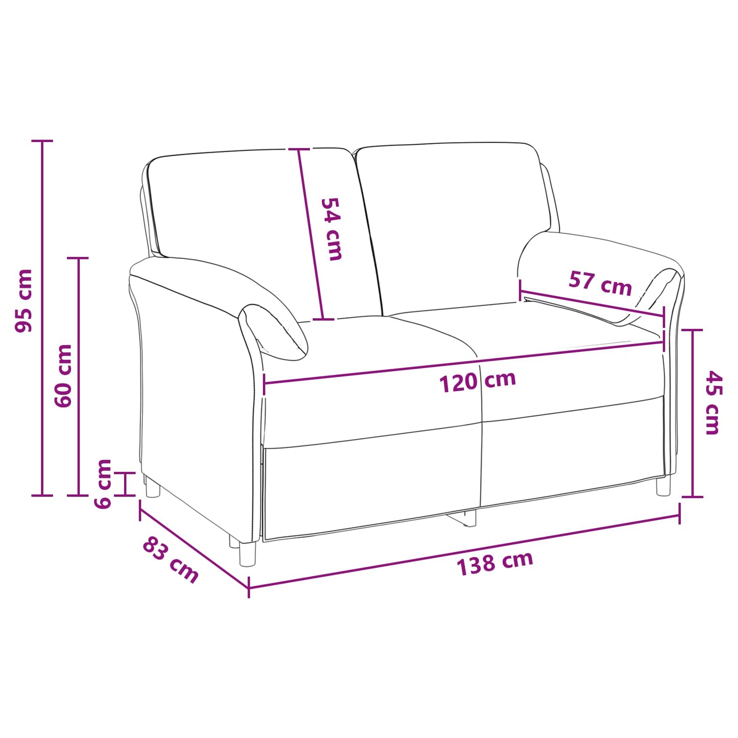 vidaXL Καναπές 2 ατόμων Θαλασσί 138 x 83 x 95 εκ Βελούδο